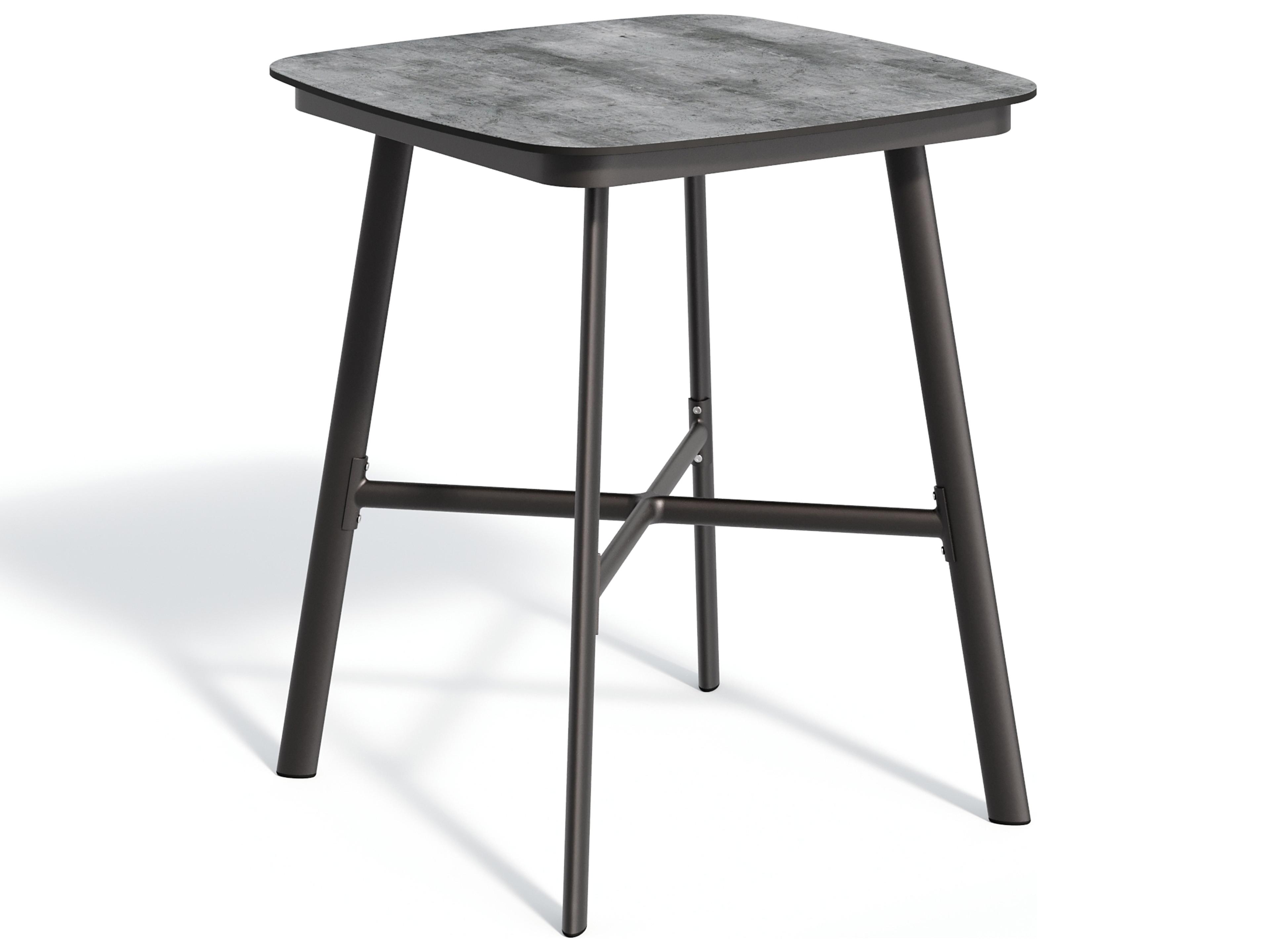 Eiland Aluminum Carbon Square HPL Top Patio Bar Table