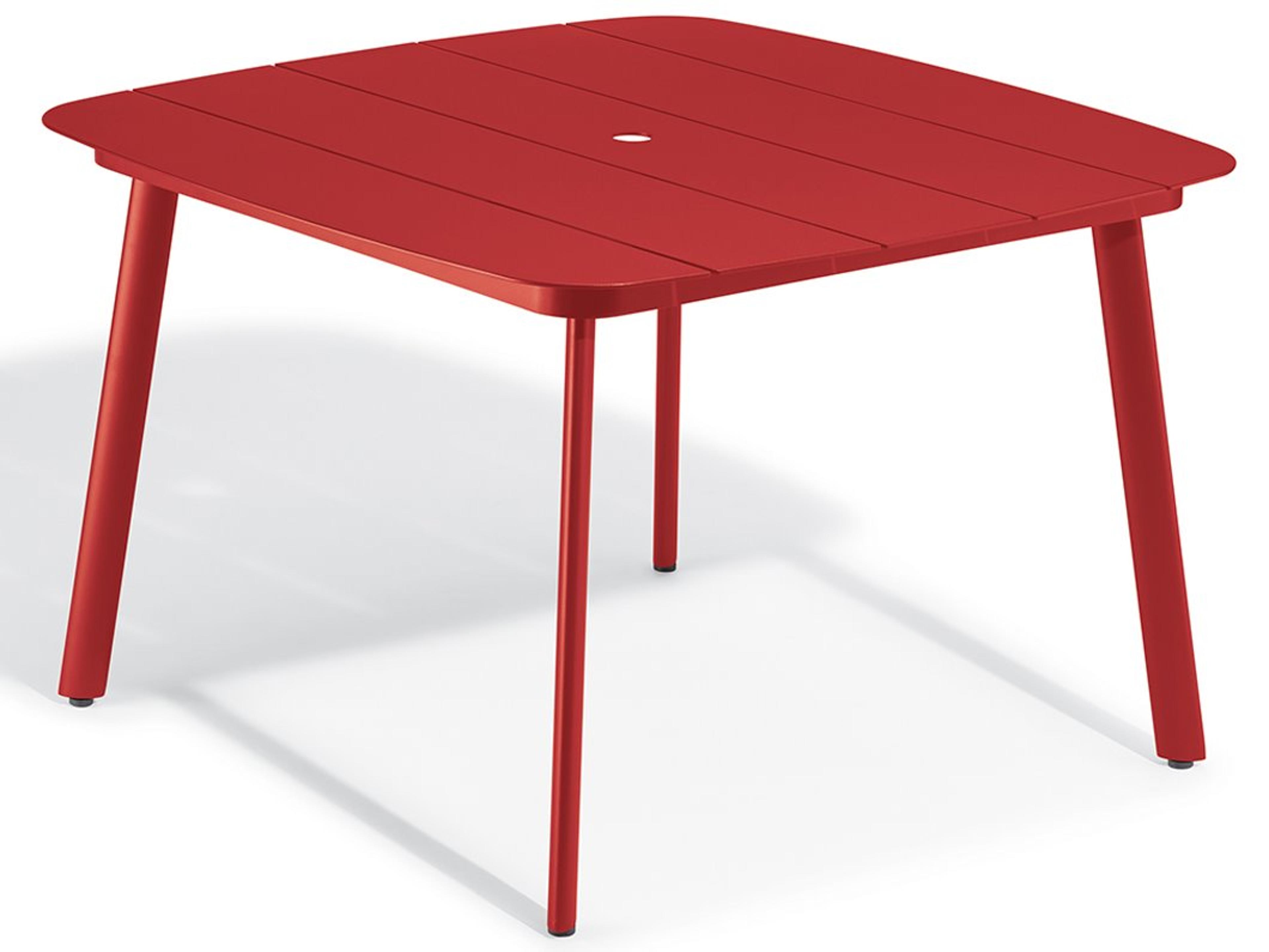 Eiland Venetian Aluminum Square Umbrella Hole Dining Table