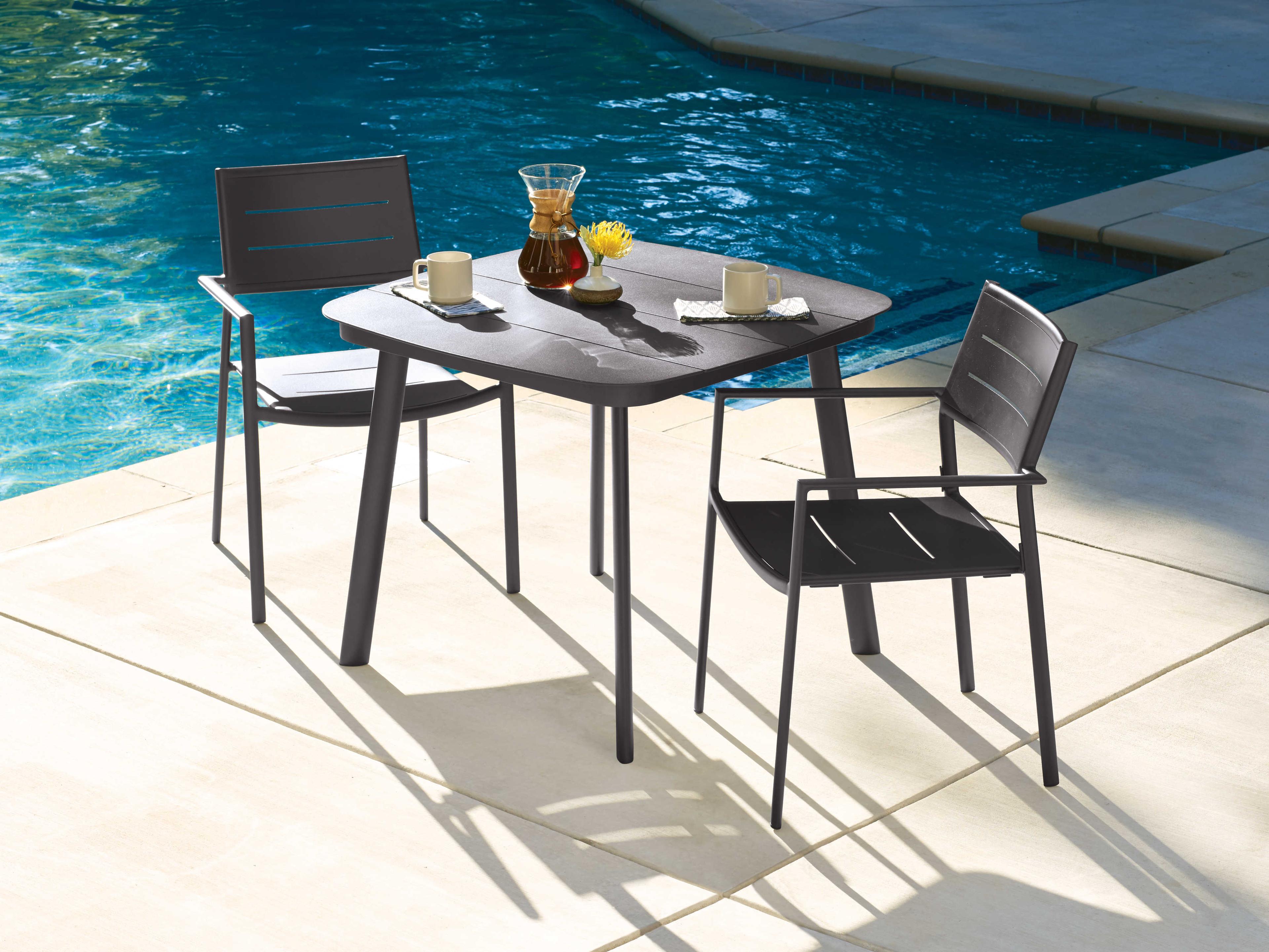 Oxford Garden Eiland Aluminum Metal Dining Chair Set of 4