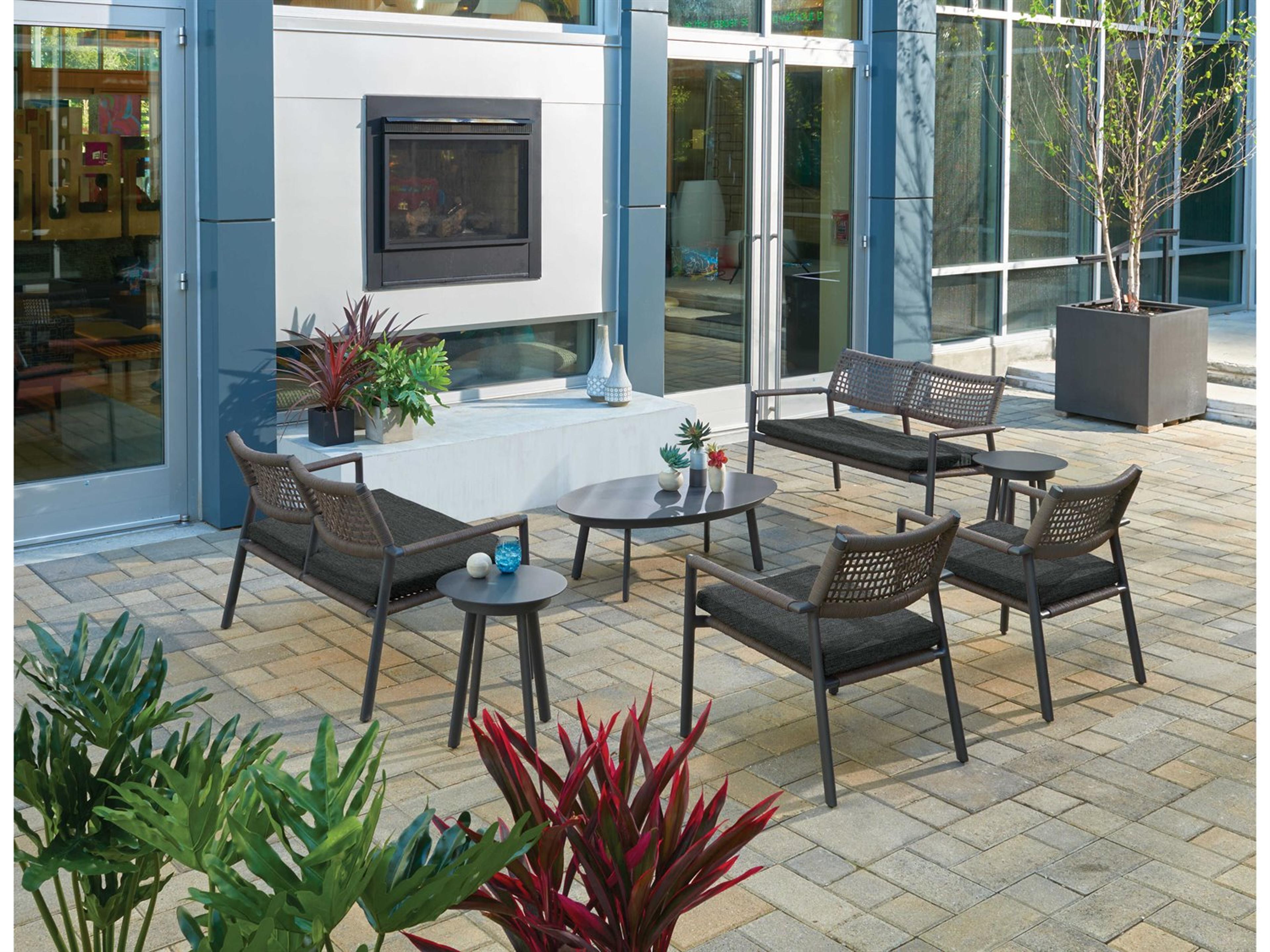 Oxford Garden Eiland Carbon Mocha Aluminum Wicker Loveseat