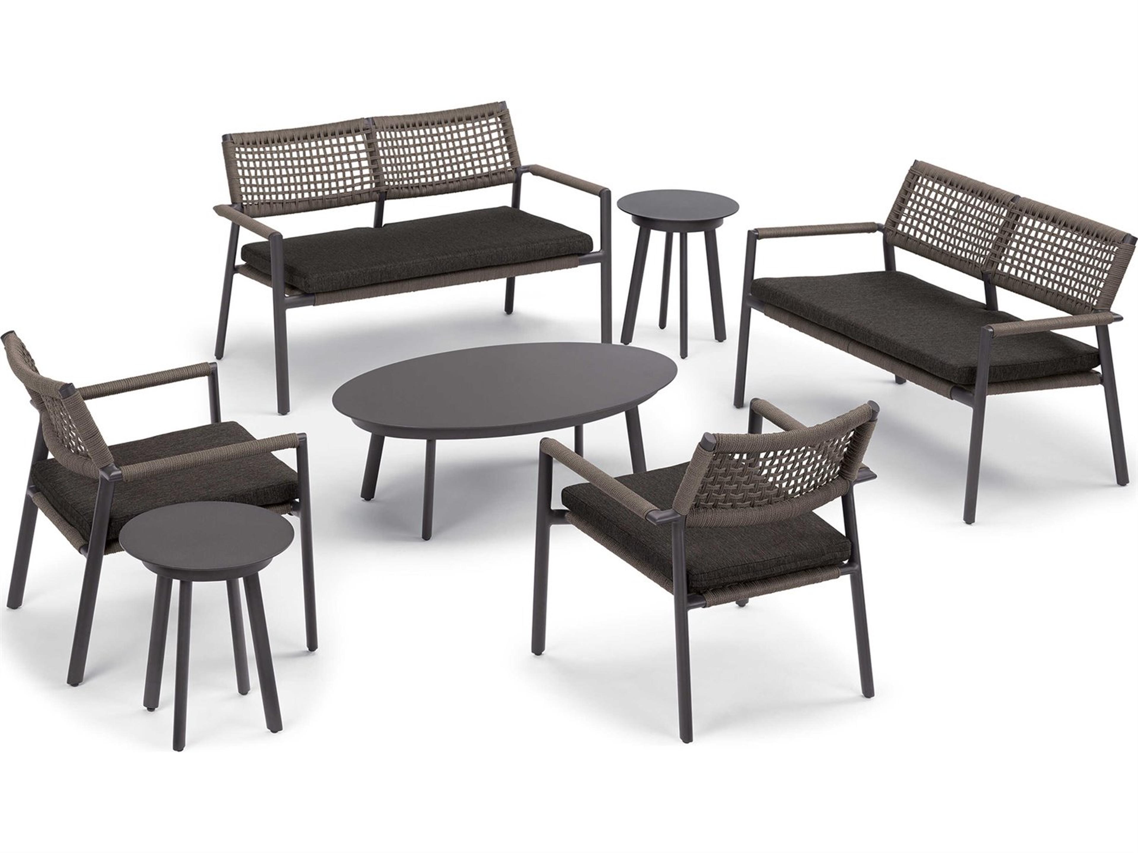 Oxford Garden Eiland Carbon Mocha Pepper Aluminum Cushion Loveseat