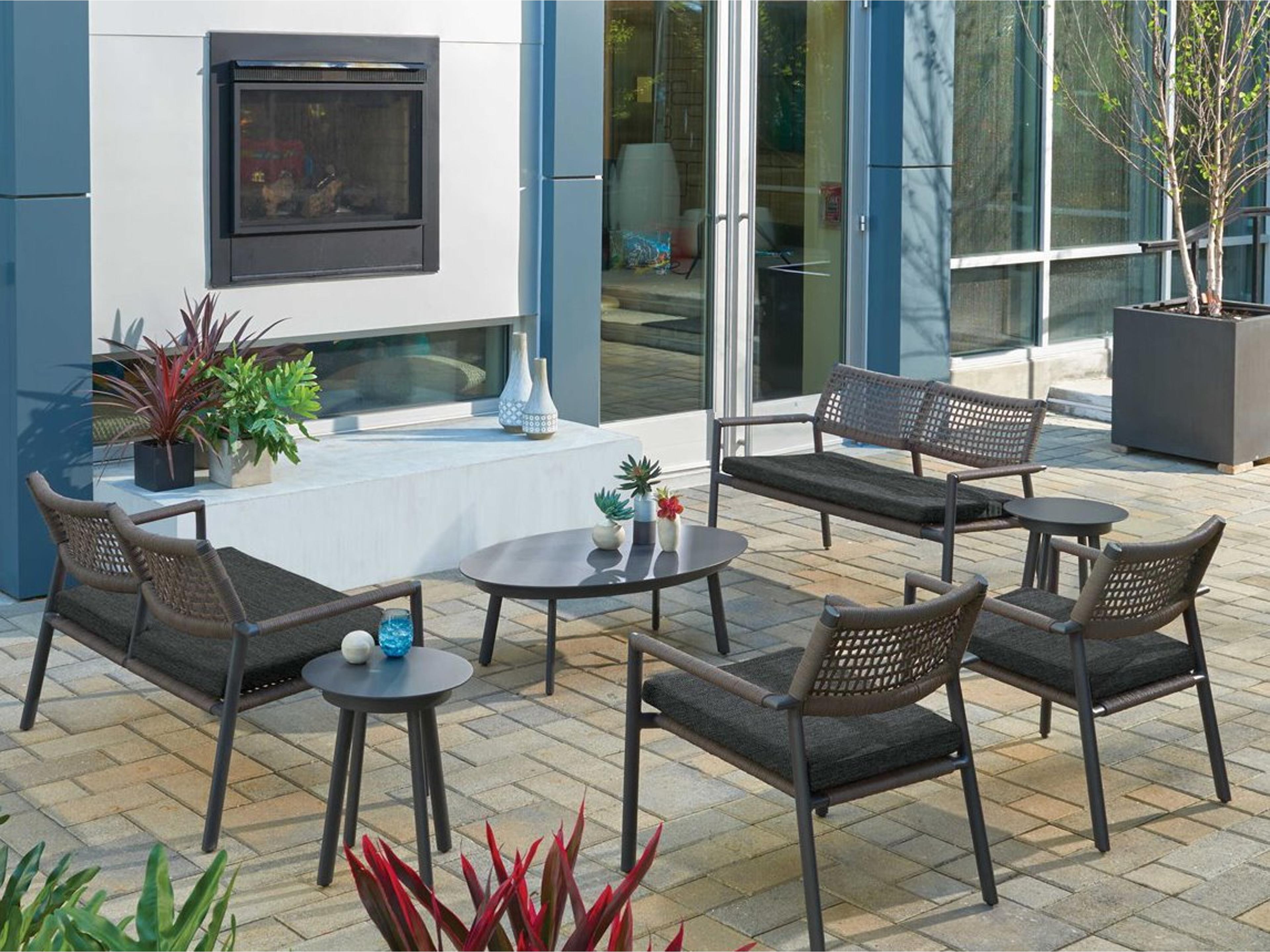 Oxford Garden Eiland Carbon Mocha Pepper Aluminum Cushion Loveseat