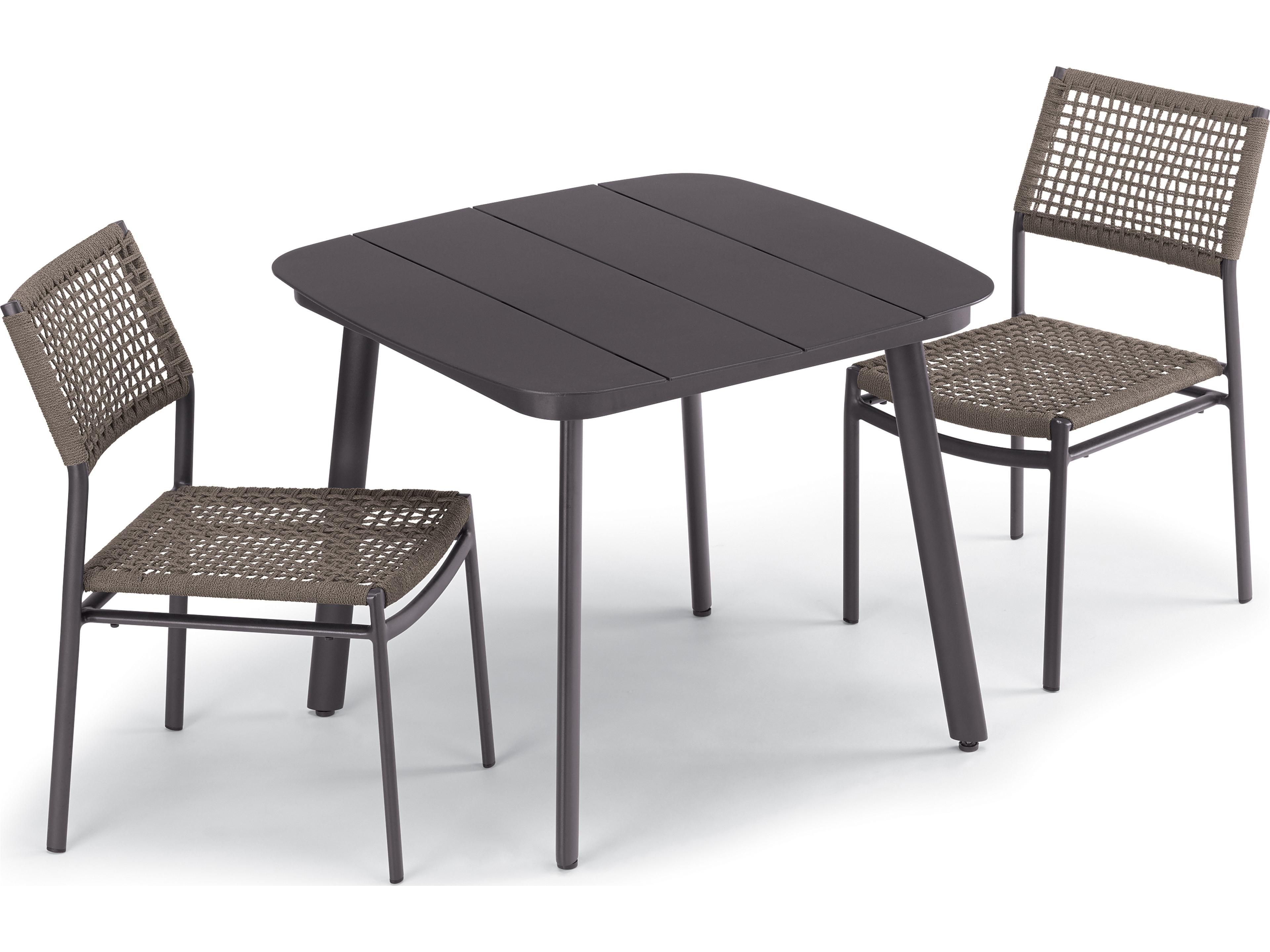 Oxford Garden Eiland Aluminum Rope Carbon Outdoor Patio Dining Side Chair Set of 2