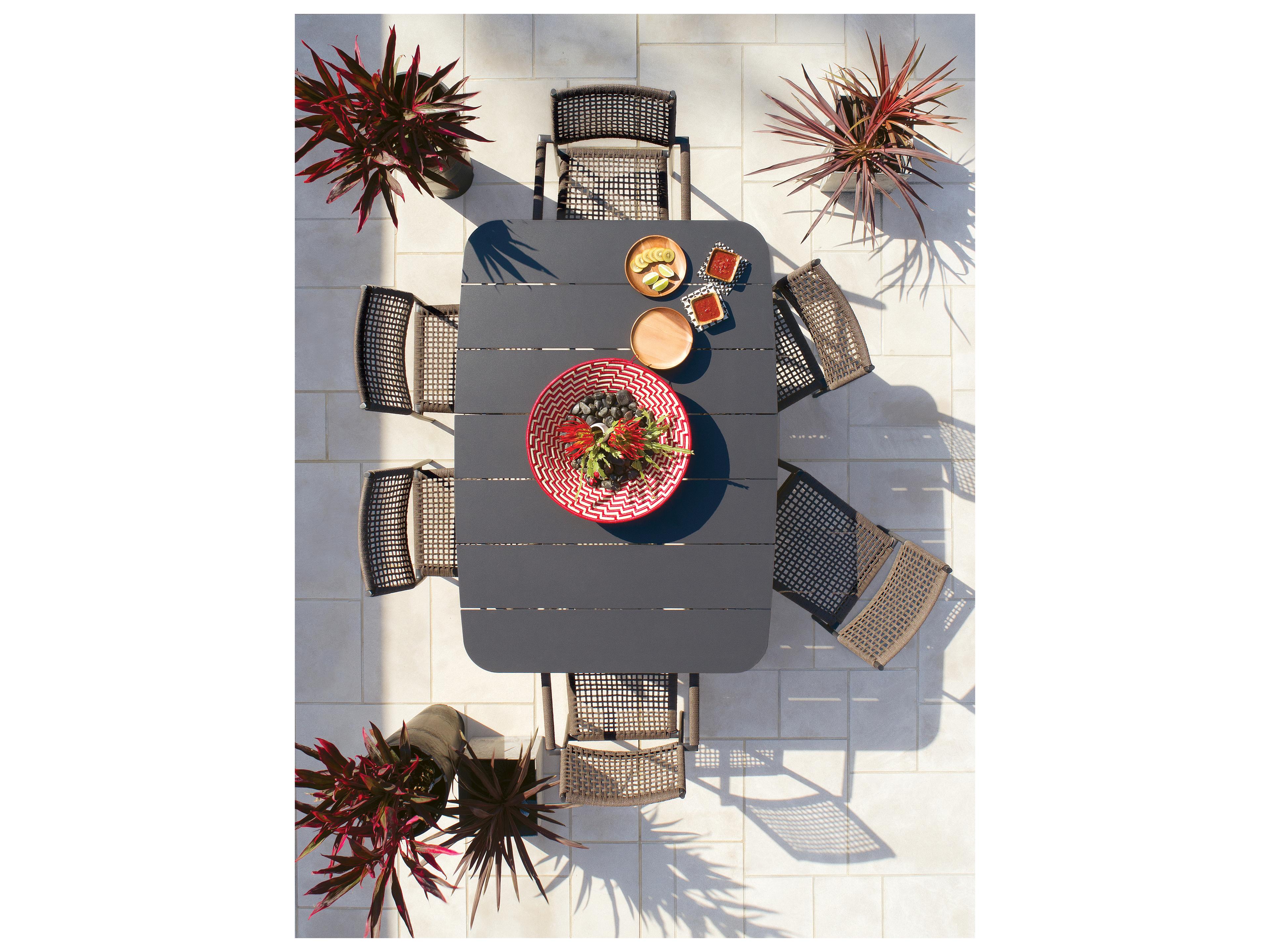 Oxford Garden Eiland Aluminum Rope Carbon Patio Dining Side Chair Set of 4