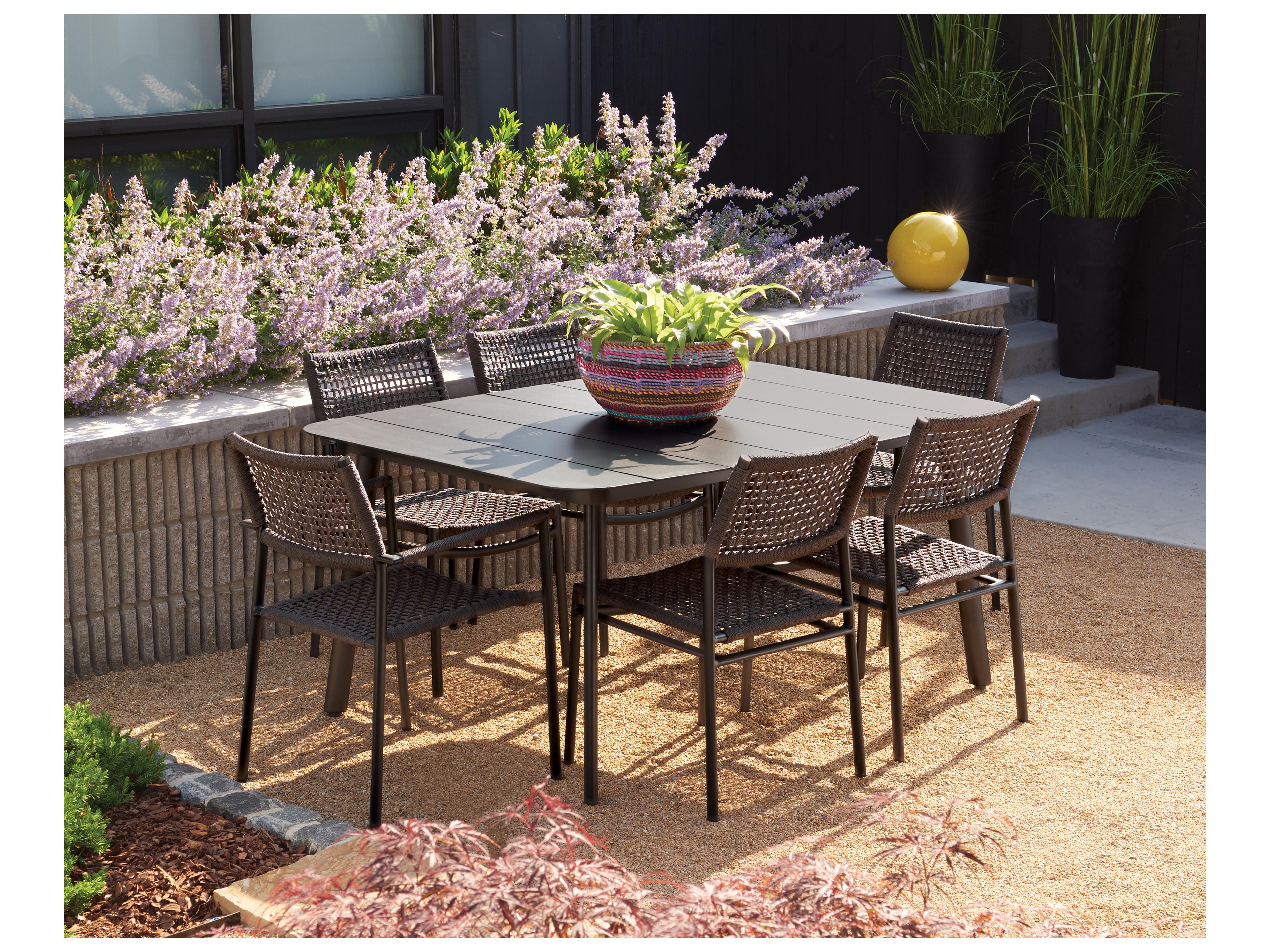 Oxford Garden Eiland Aluminum Rope Carbon Patio Dining Side Chair Set of 4