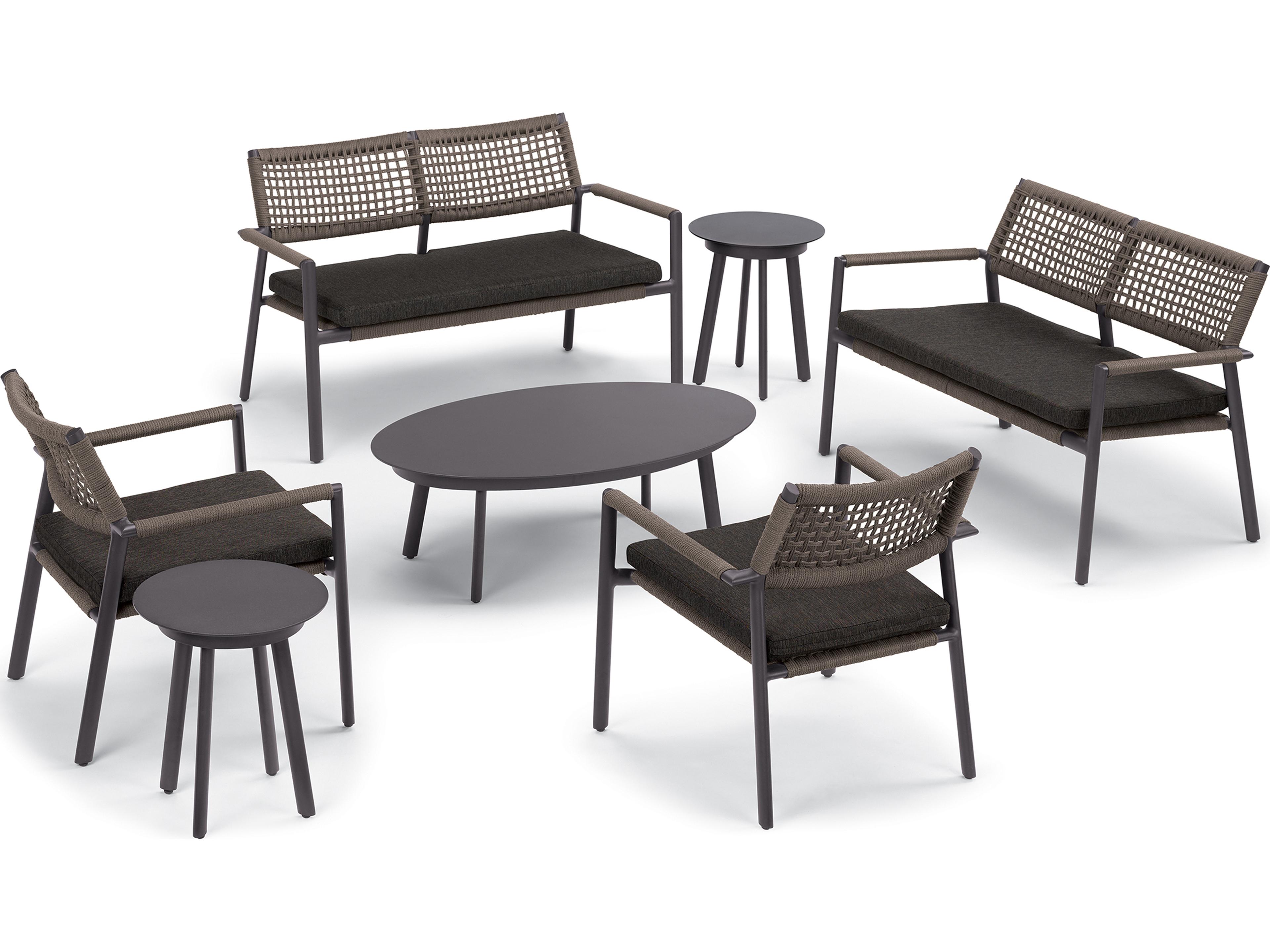 Oxford Garden Eiland Aluminum Carbon Oval Patio Coffee Table