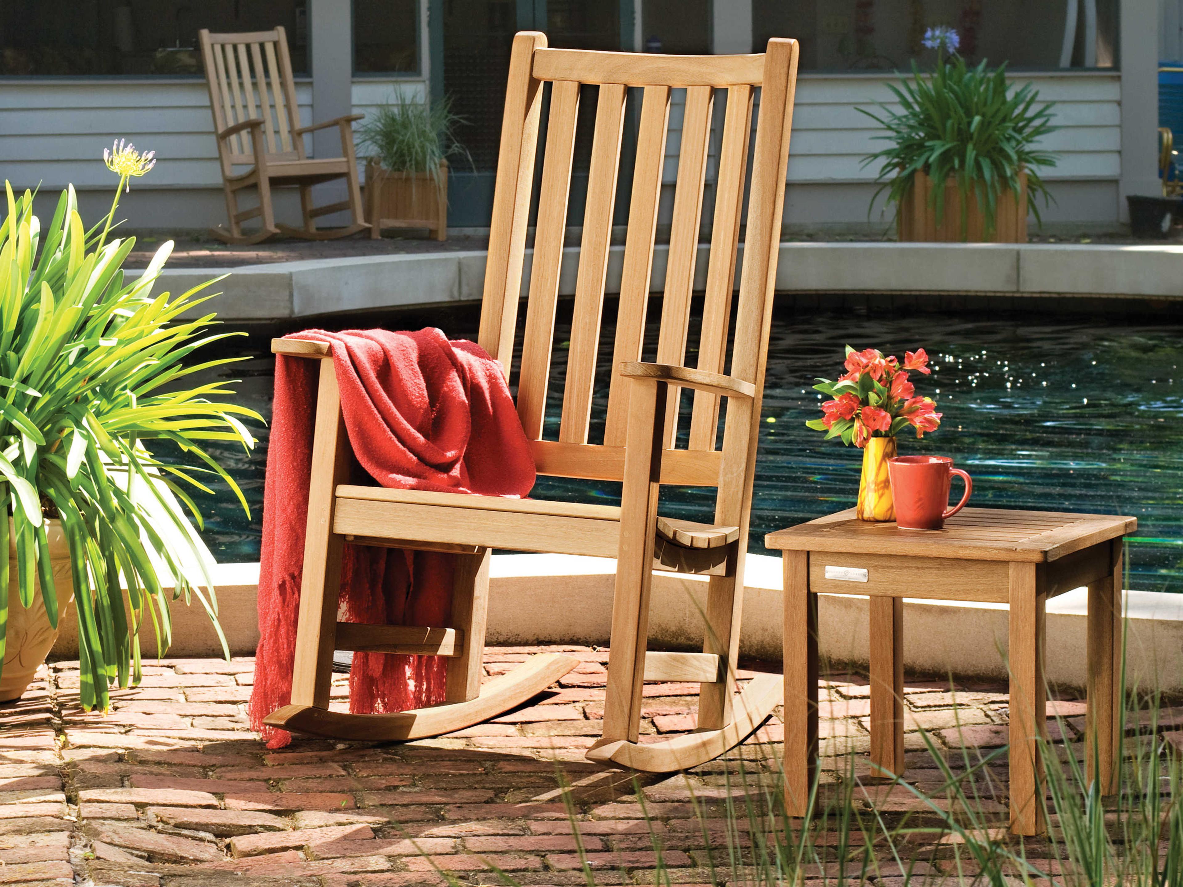 Oxford Garden Classic Teak Natural Rocker Patio Lounge Chair