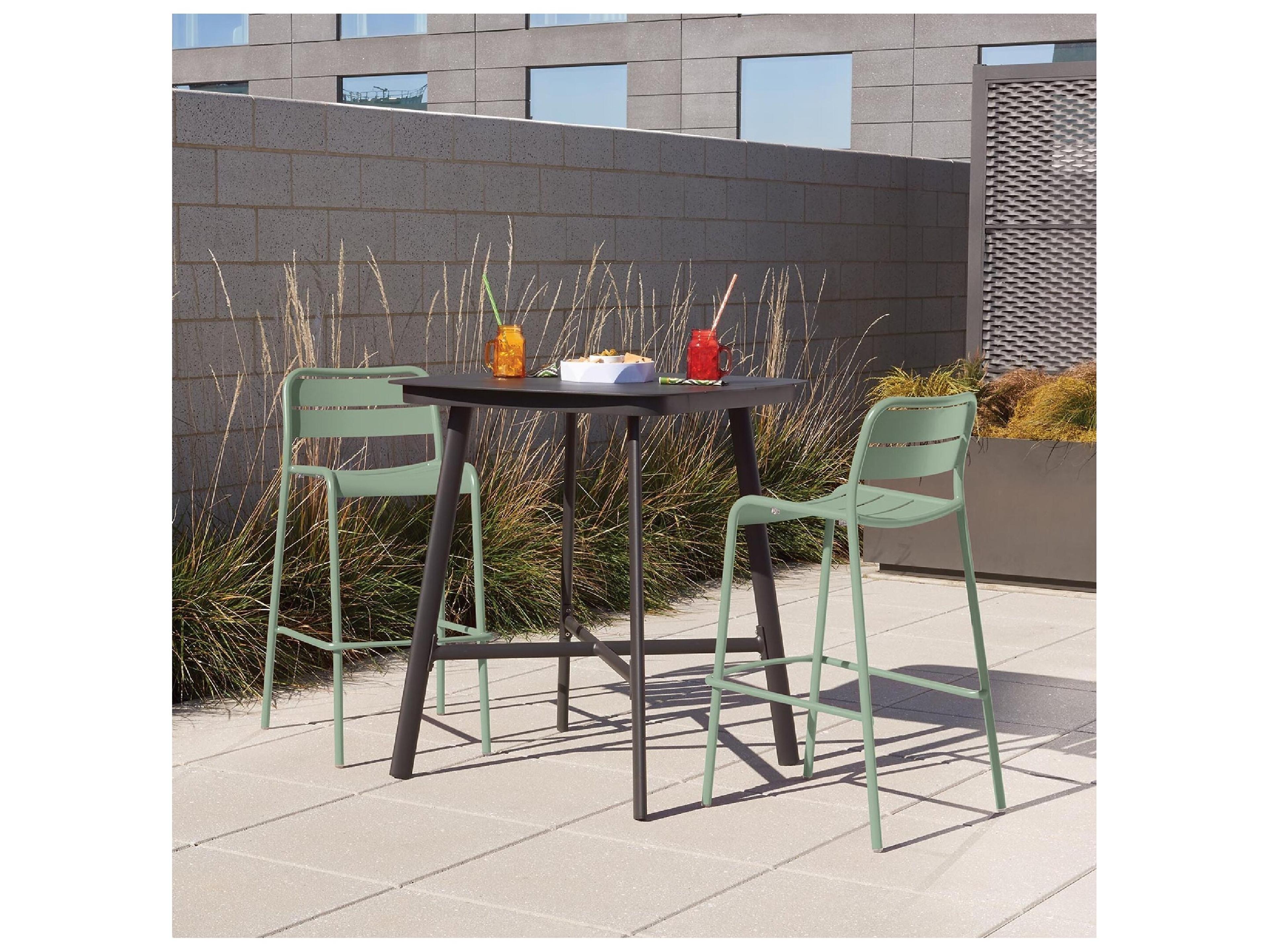Oxford Garden Kapri Aluminum Sage Stackable Outdoor Bar Chair