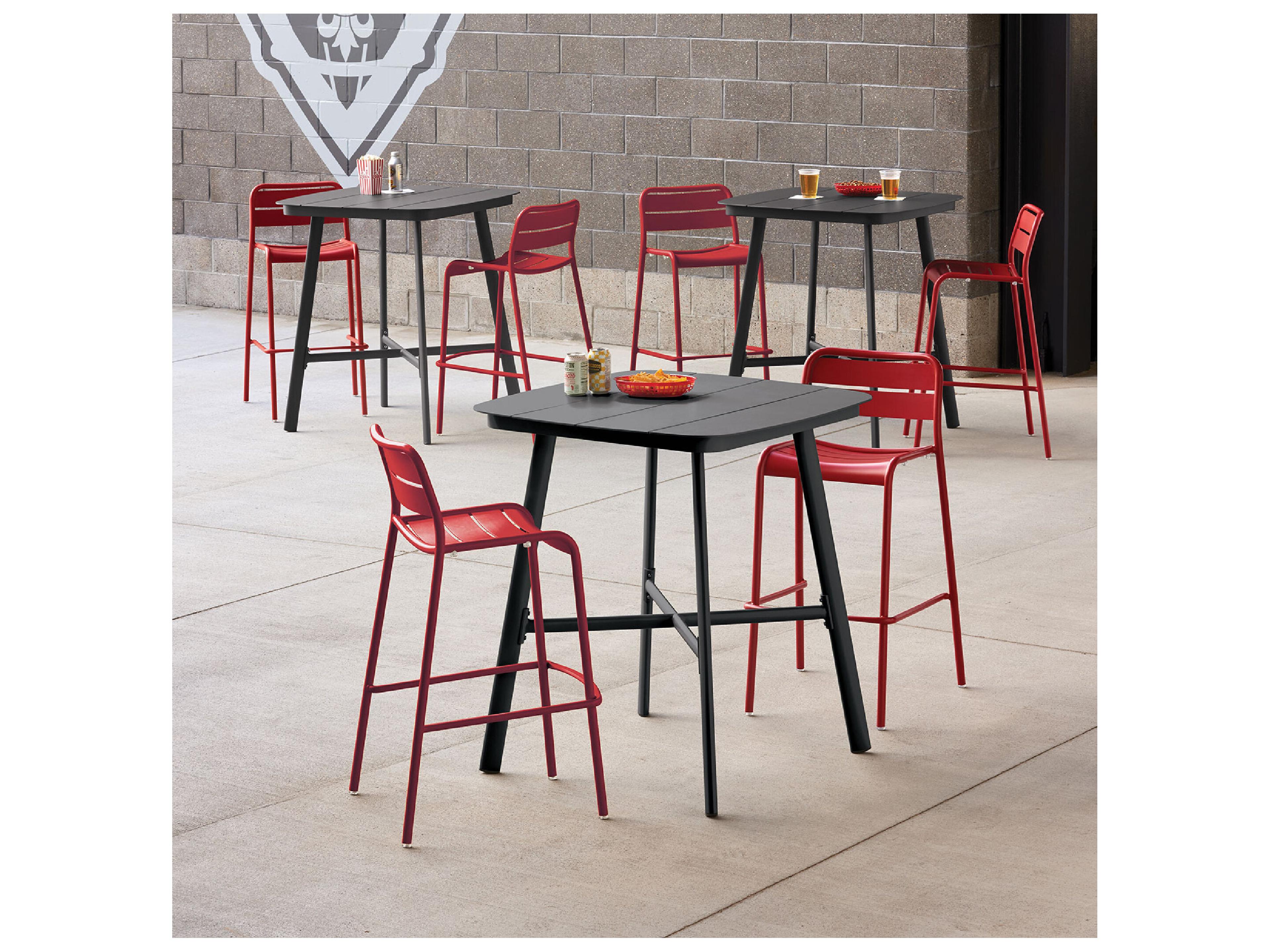 Oxford Garden Kapri Aluminum Venetian Stackable Outdoor Patio Bar Chair