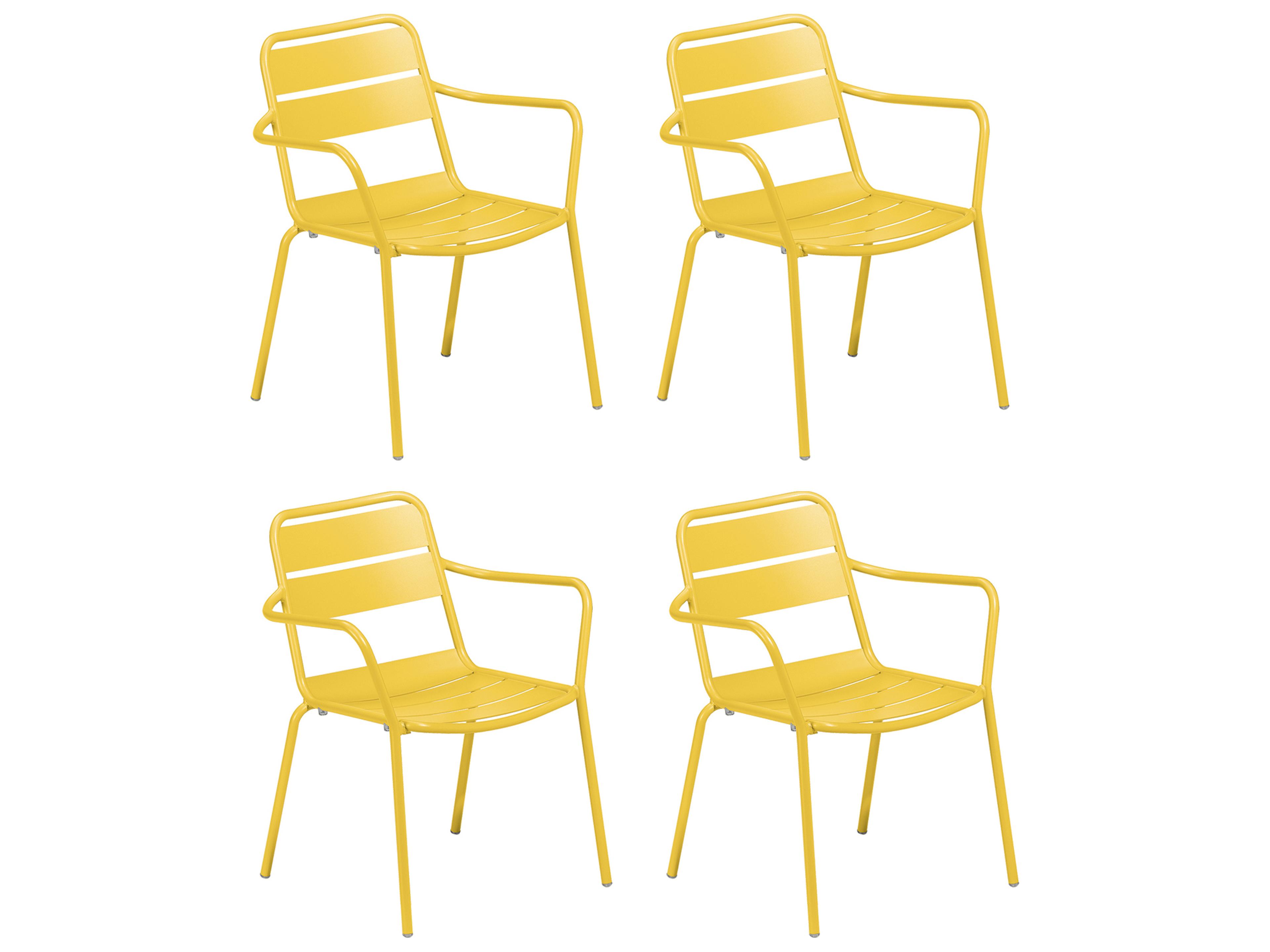 Kapri Aluminum Saffron Stackable Outdoor Patio Dining Arm Chair Set of 4