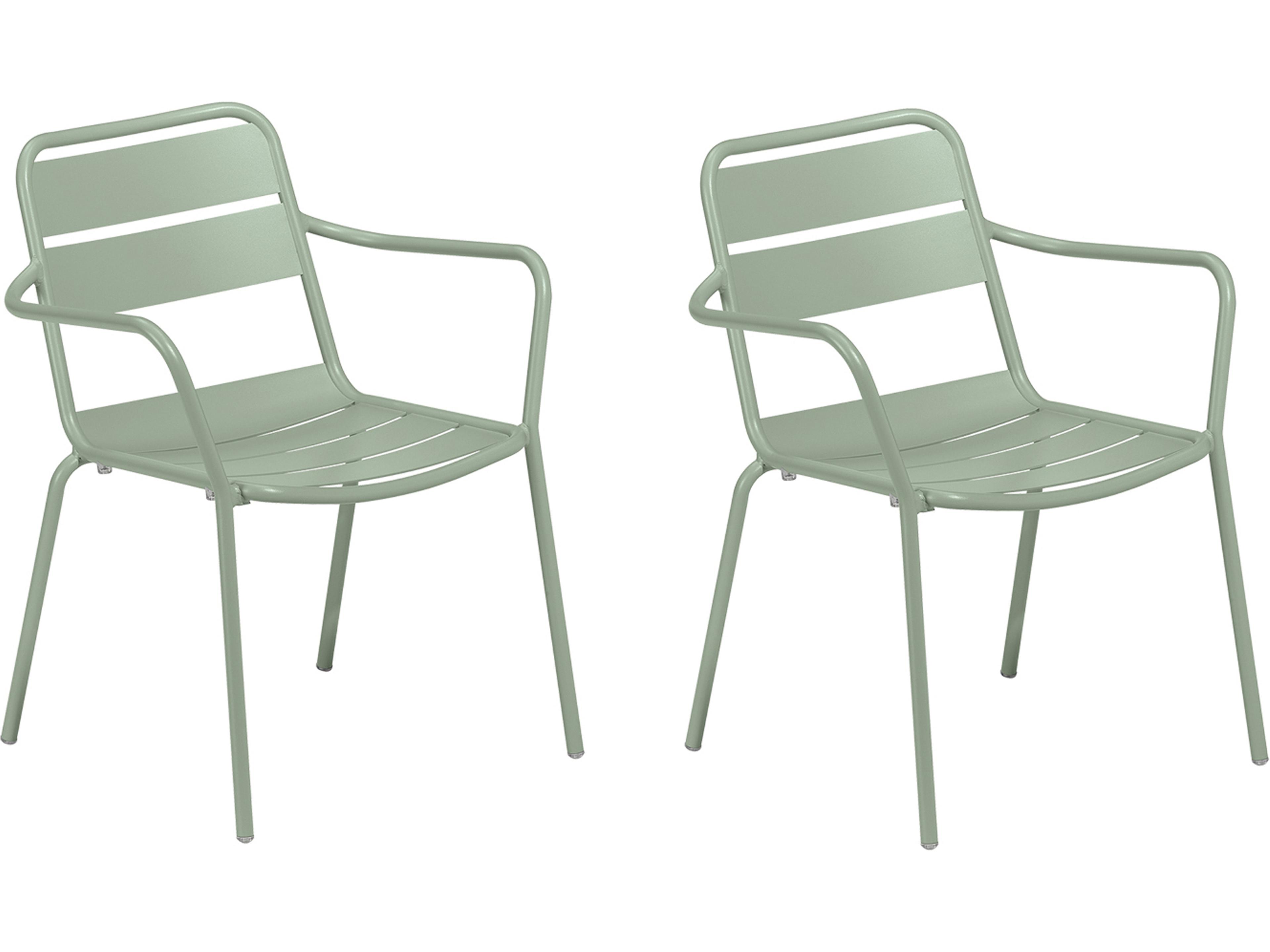 Kapri Aluminum Sage Stackable Outdoor Patio Dining Arm Chair Set of 2