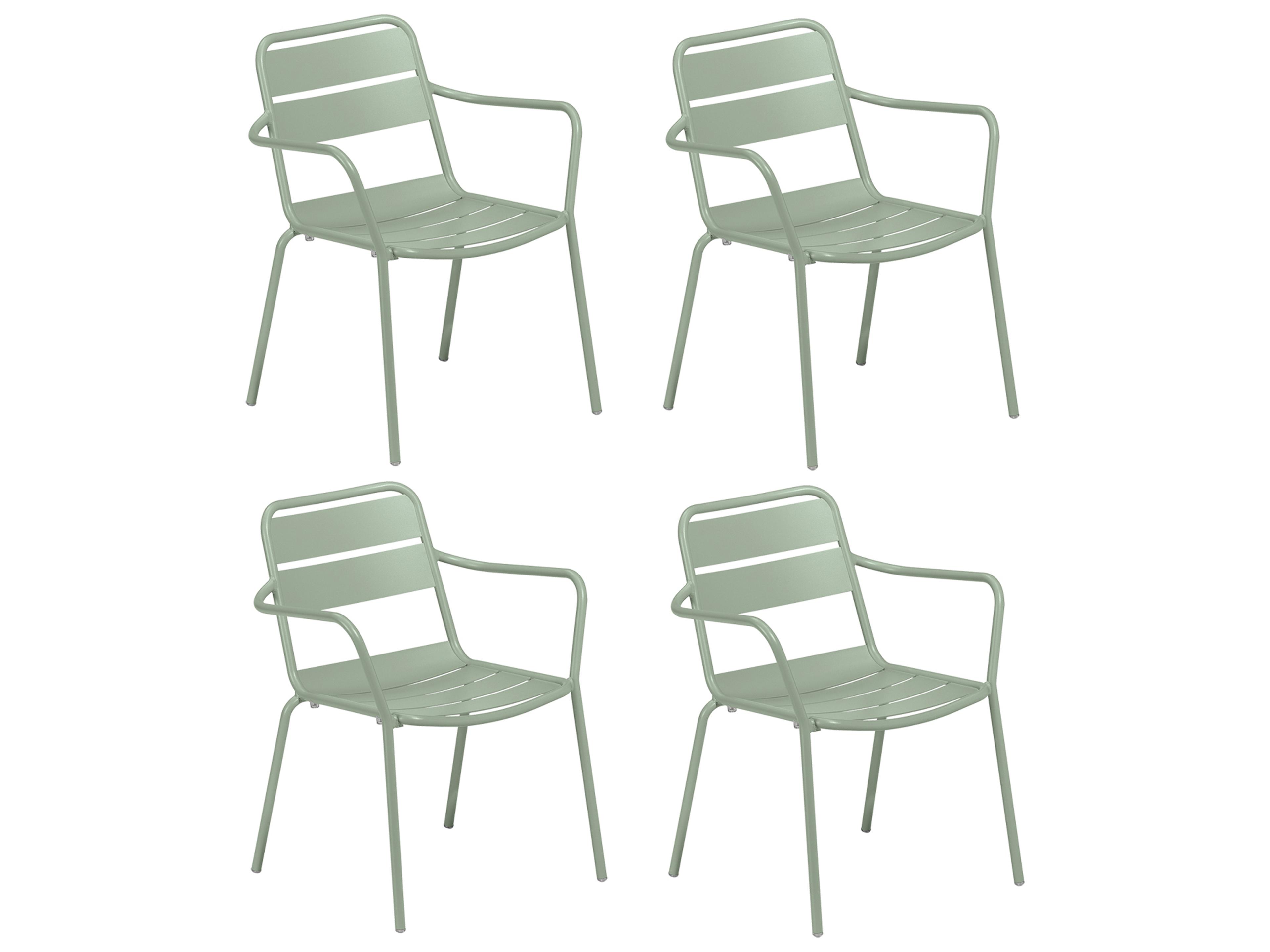 Kapri Aluminum Sage Stackable Patio Dining Arm Chair Set of 4