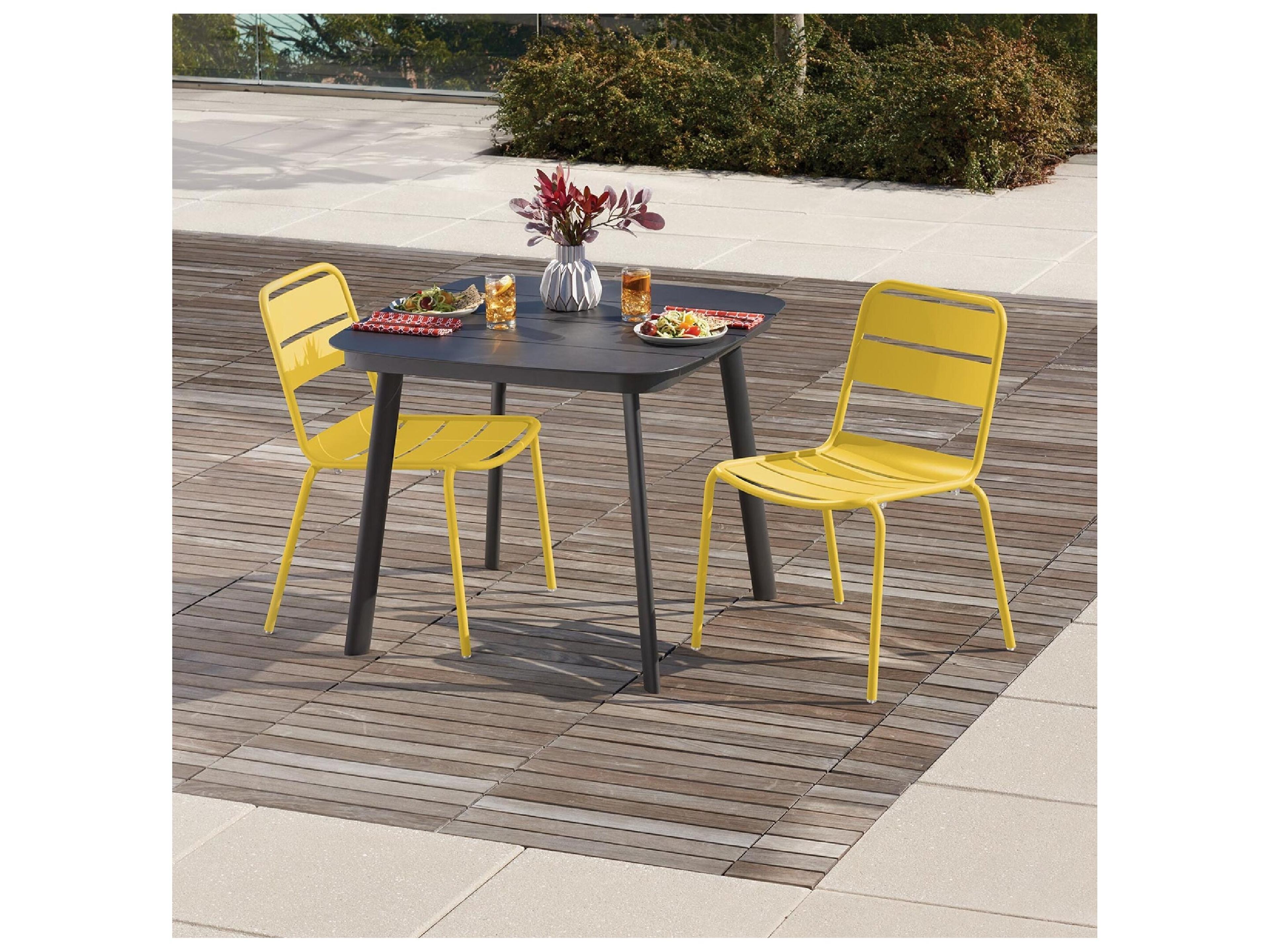 Oxford Garden Kapri Aluminum Saffron Stackable Outdoor Dining Side Chair Set of 2