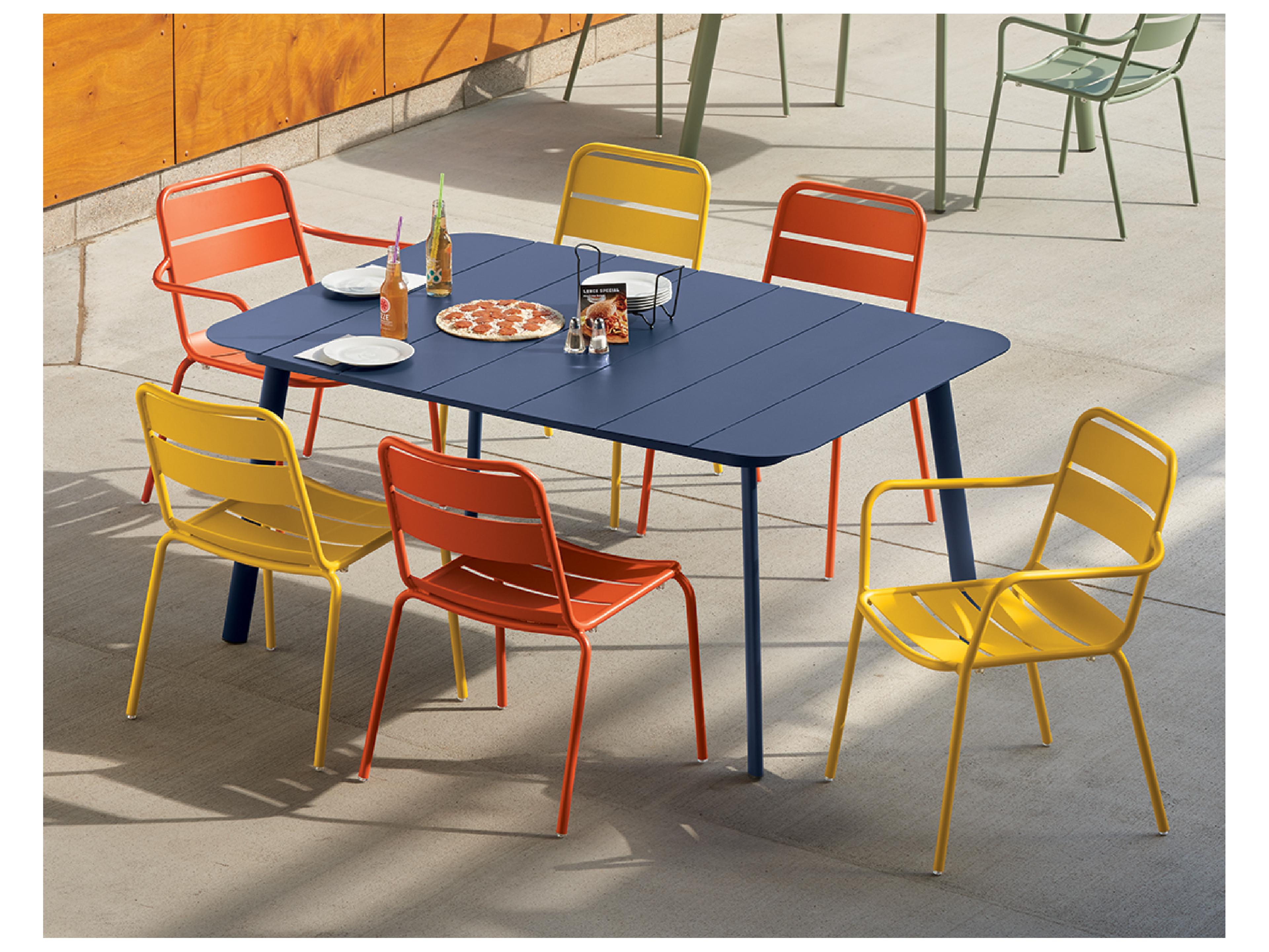 Oxford Garden Kapri Aluminum Saffron Stackable Outdoor Dining Side Chair Set of 2