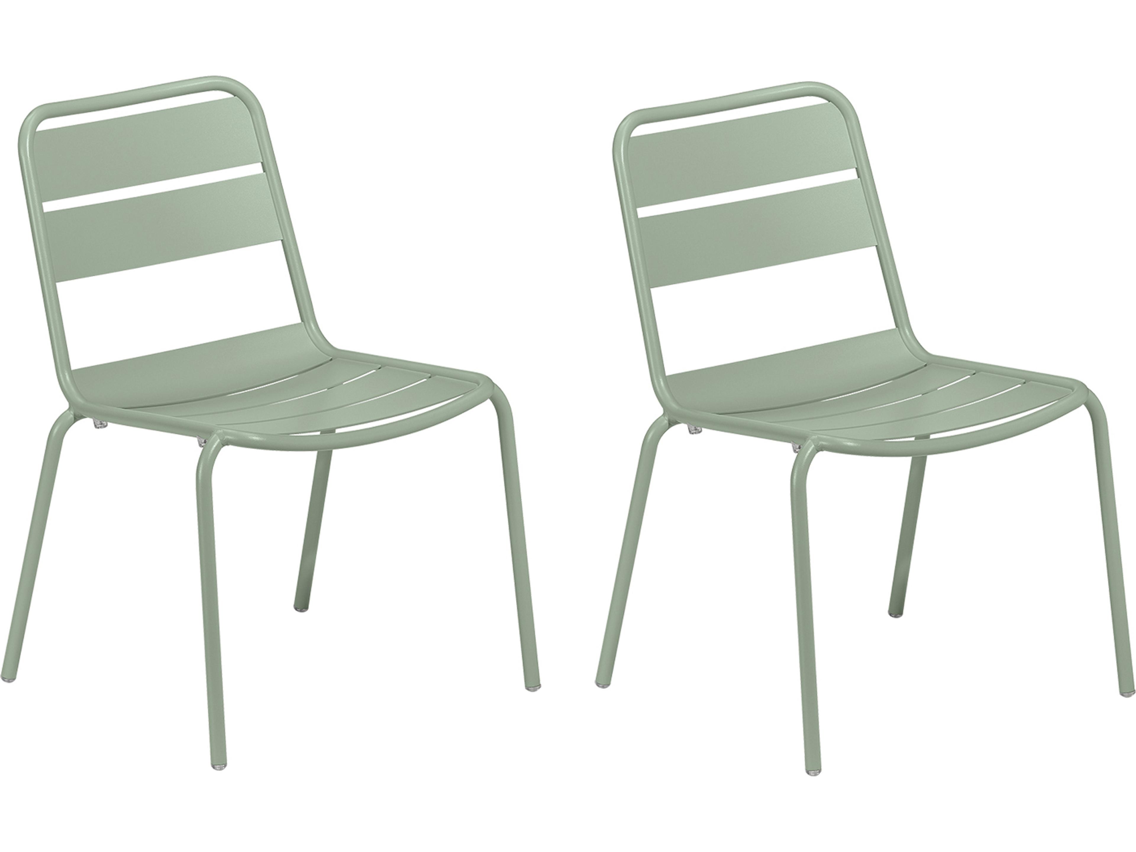 Kapri Aluminum Sage Stackable Outdoor Patio Dining Side Chair Set of 2