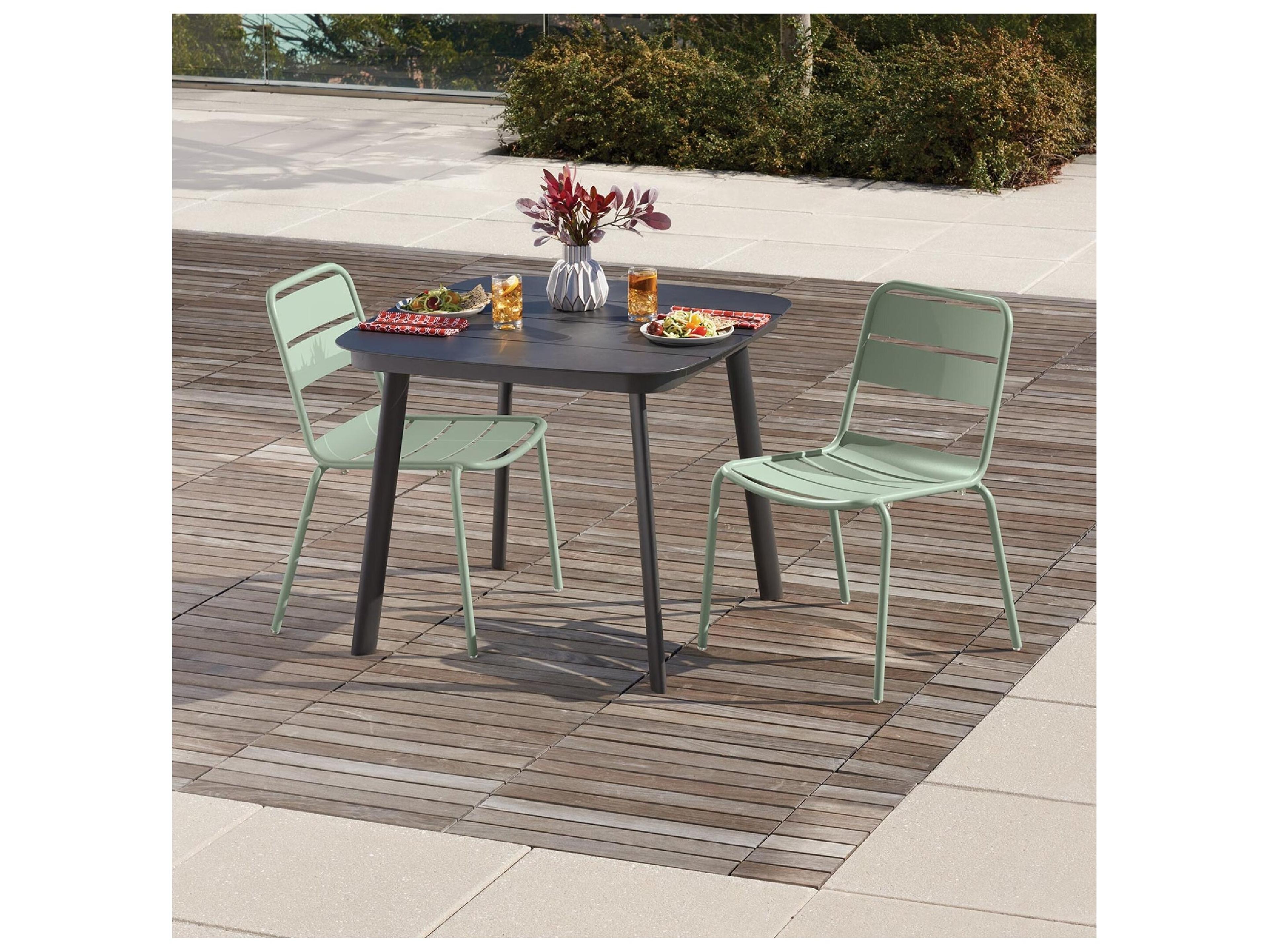 Oxford Garden Kapri Aluminum Sage Stackable Outdoor Patio Dining Side Chair Set of 2