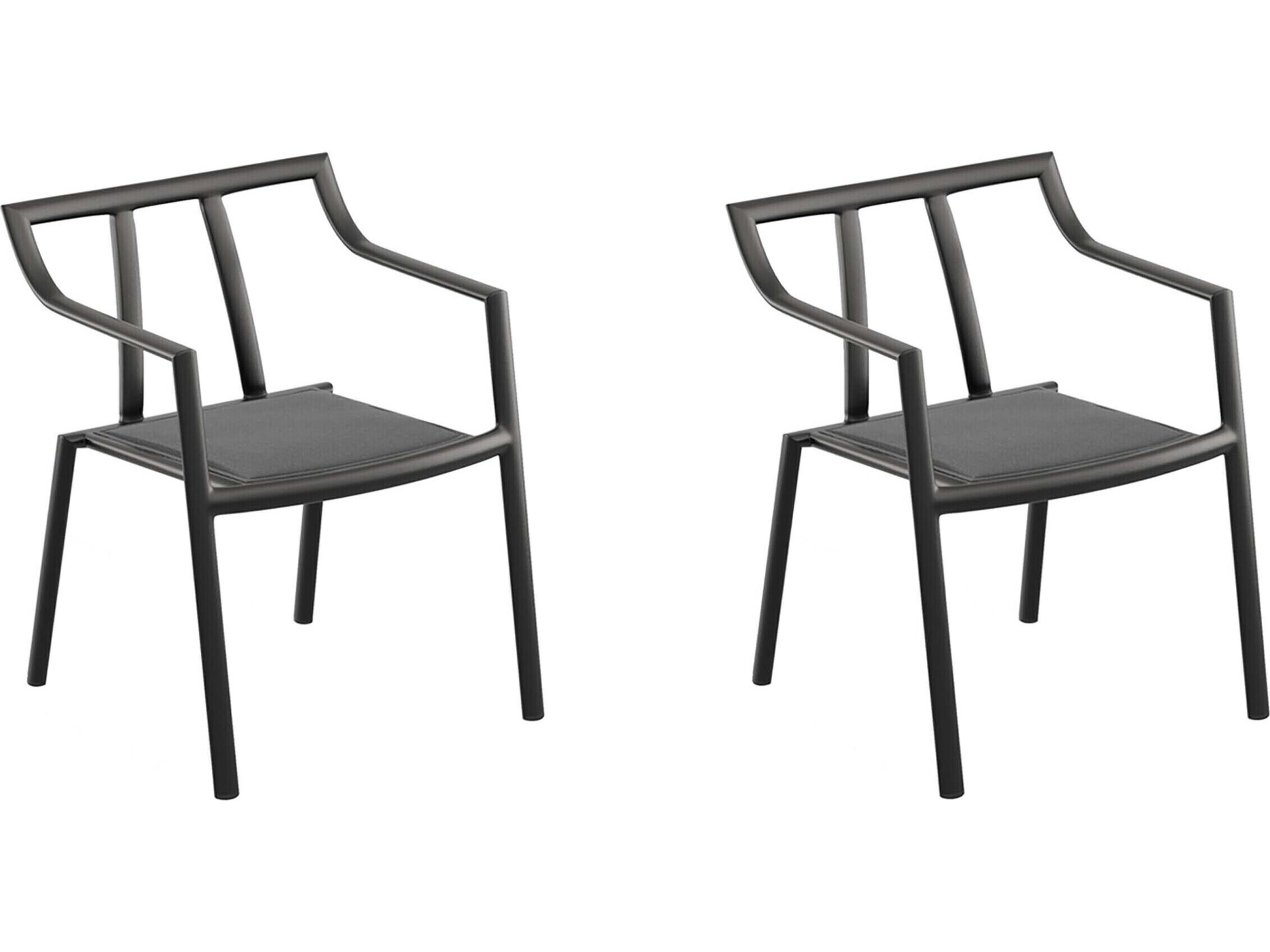 Markoe Aluminum Carbon Stackable Patio Dining Arm Chair Set of 2