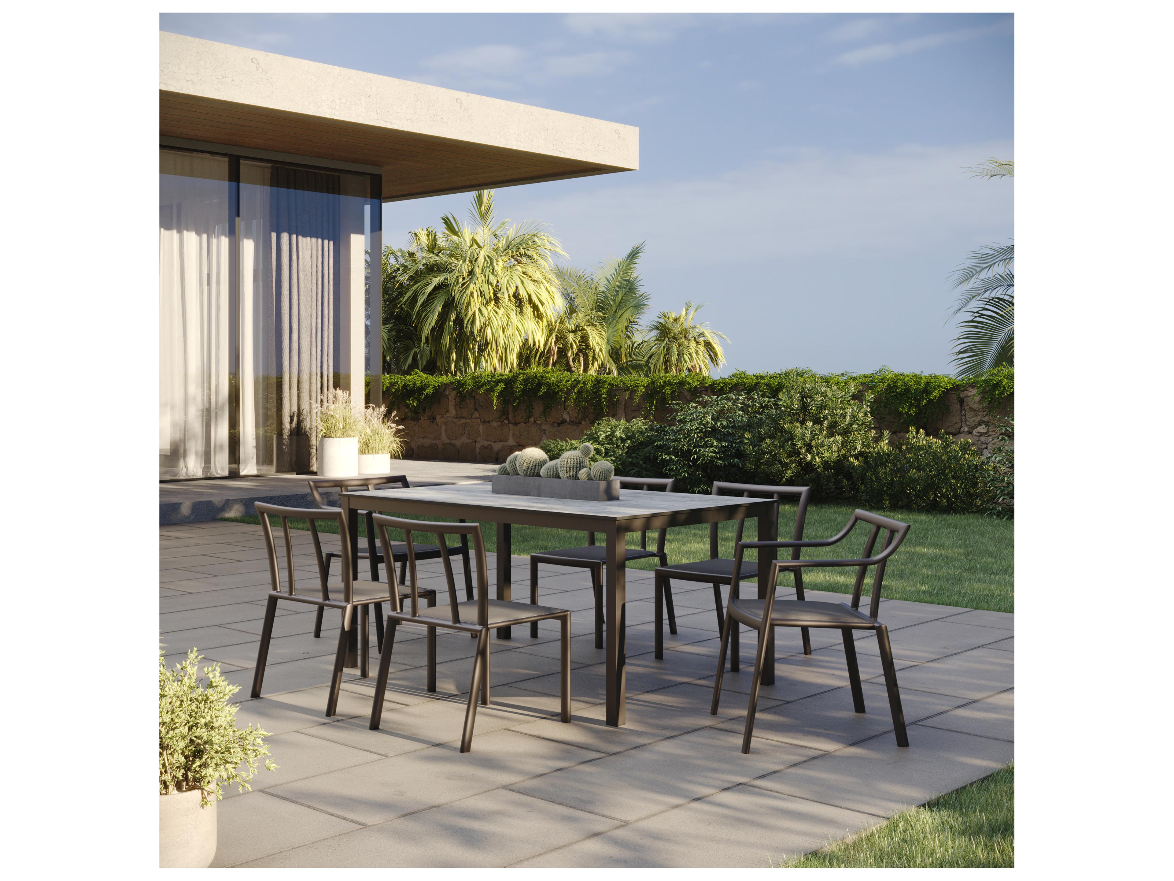 Oxford Garden Markoe Aluminum Carbon Stackable Patio Dining Side Chair Set of 2