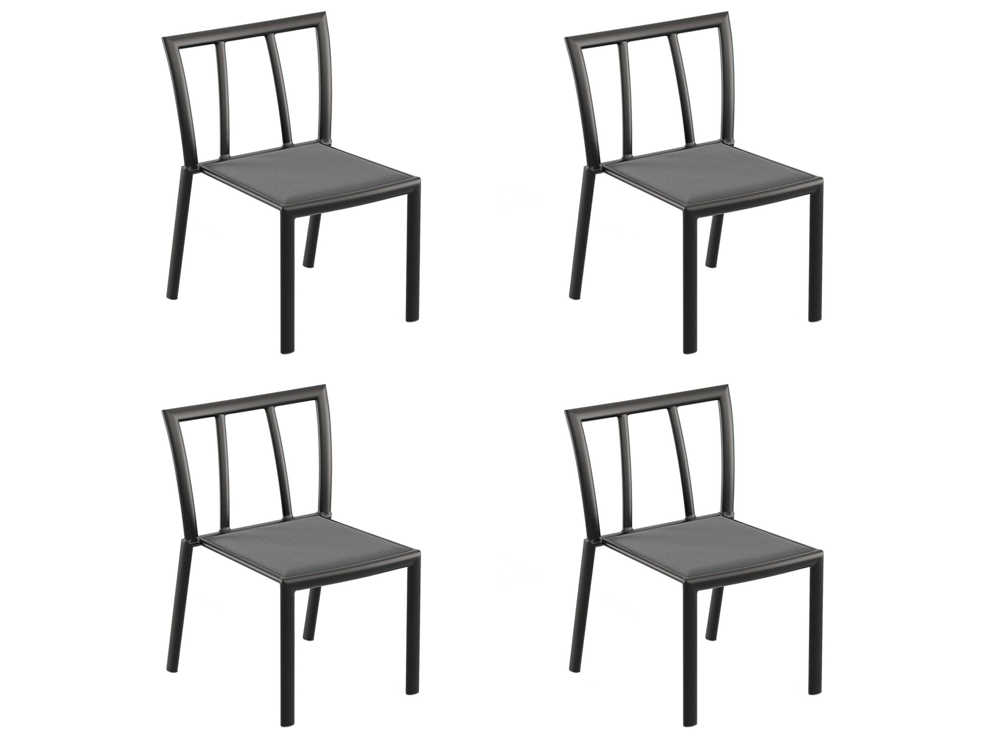 Markoe Aluminum Carbon Stackable Outdoor Dining Side Chair Set of 4