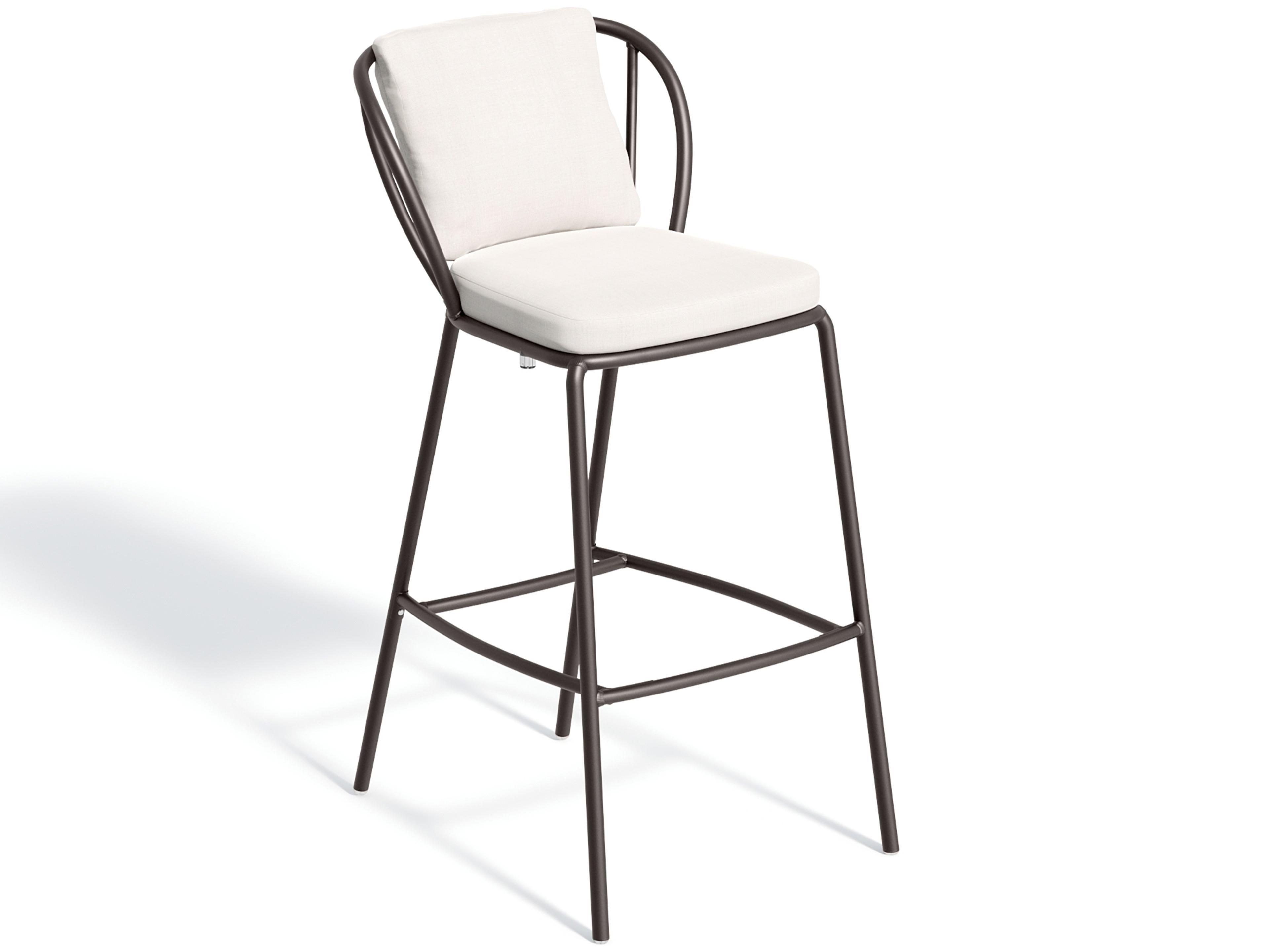 Malti Aluminum Carbon Stackable Outdoor Patio Bar Stool with Bliss Linen Cushion