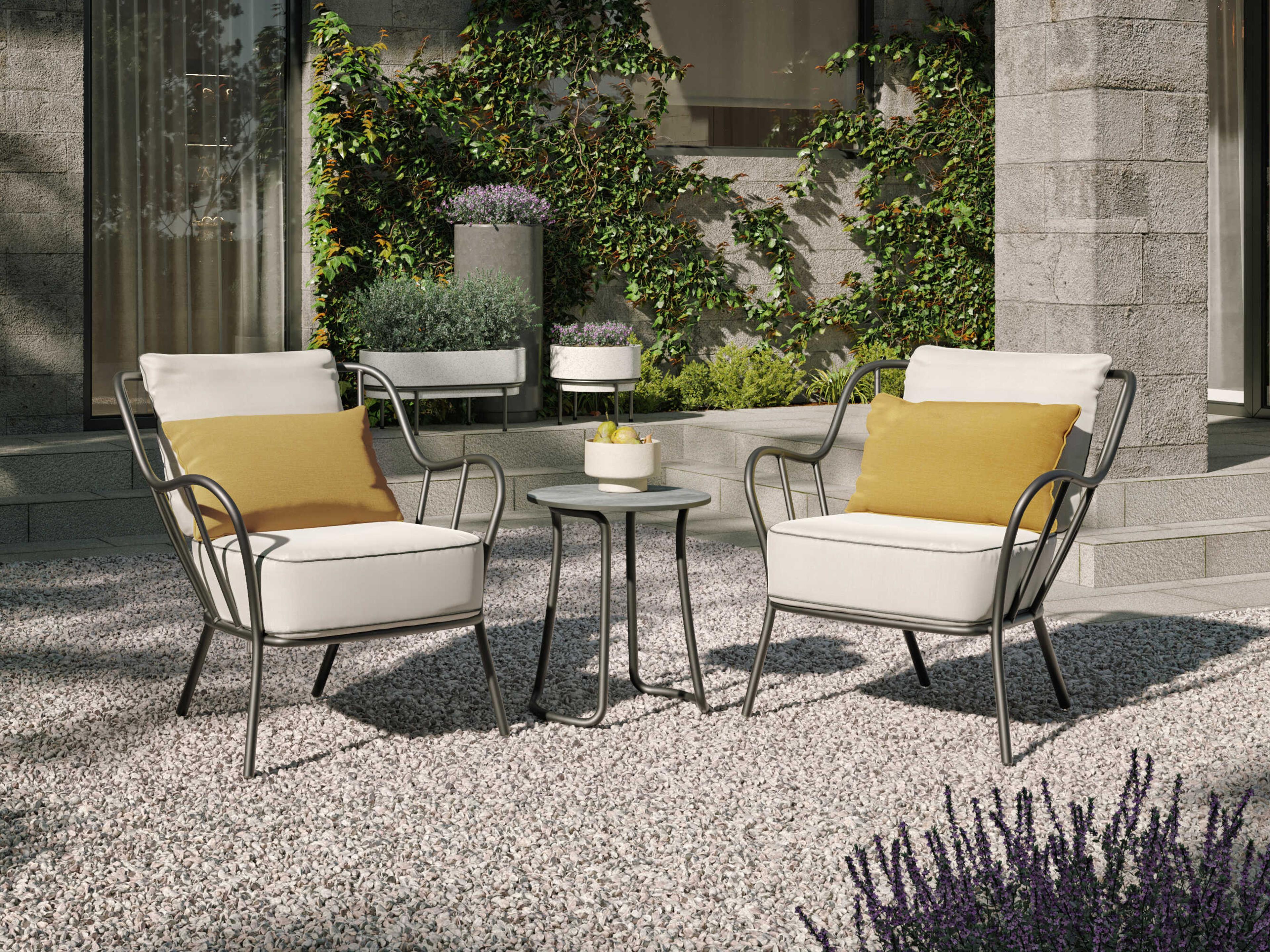 Oxford Garden Malti Aluminum Carbon Round HPL Top Patio End Table