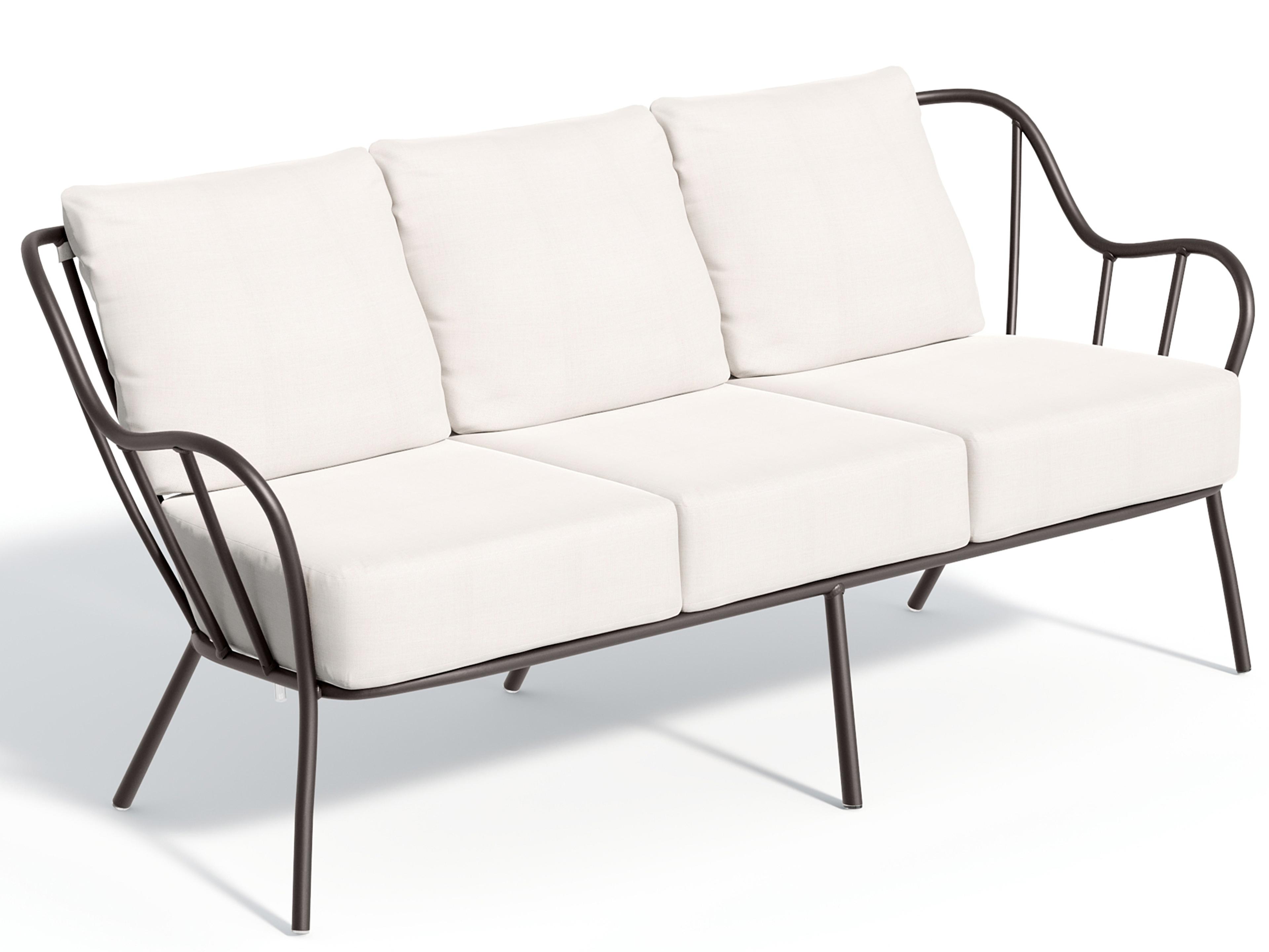 Malti Aluminum Carbon Outdoor Patio Sofa with Bliss Linen Cushion