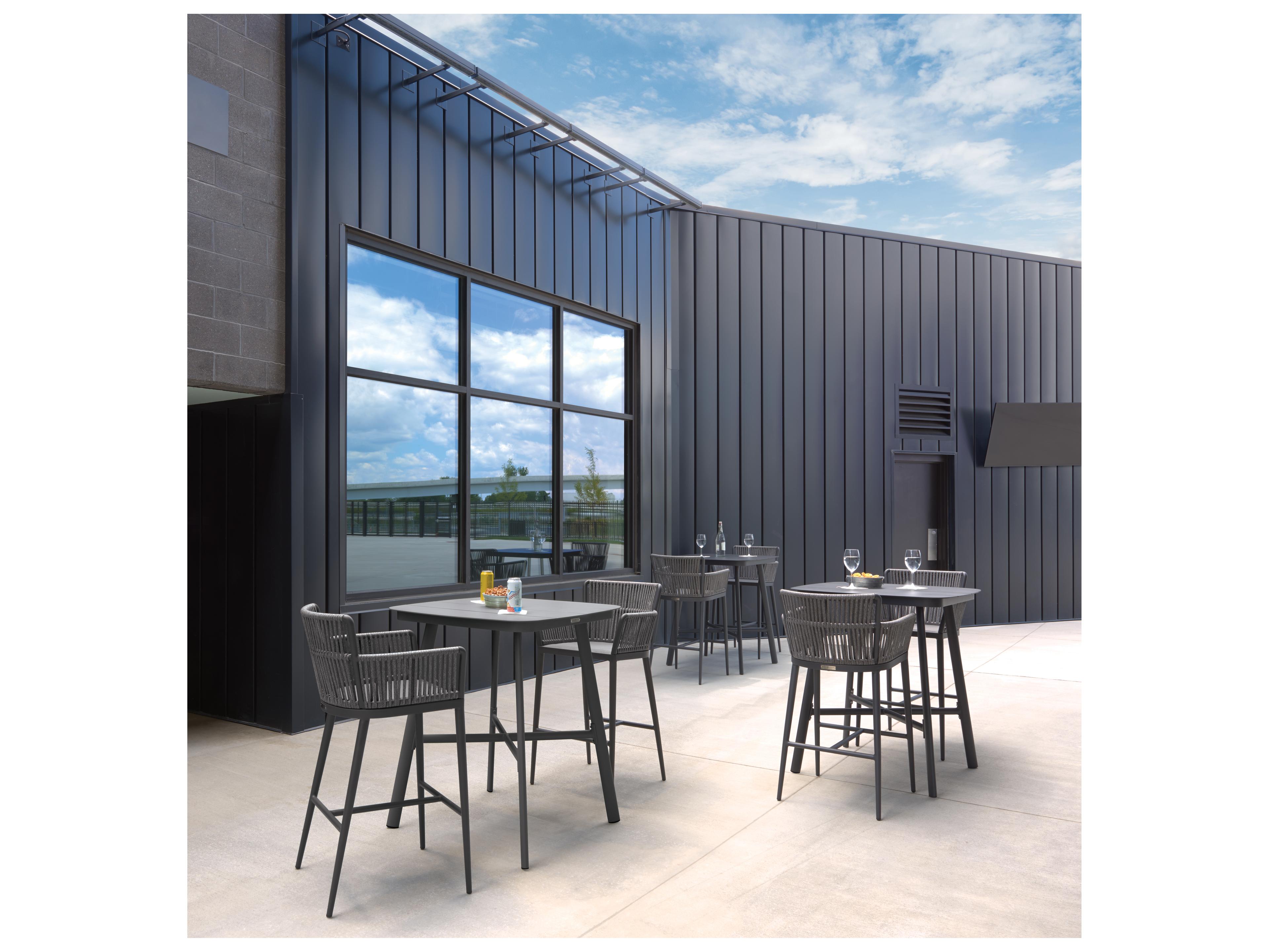 Oxford Garden Nette Aluminum Carbon Patio Bar Chair with Ninja Cushion