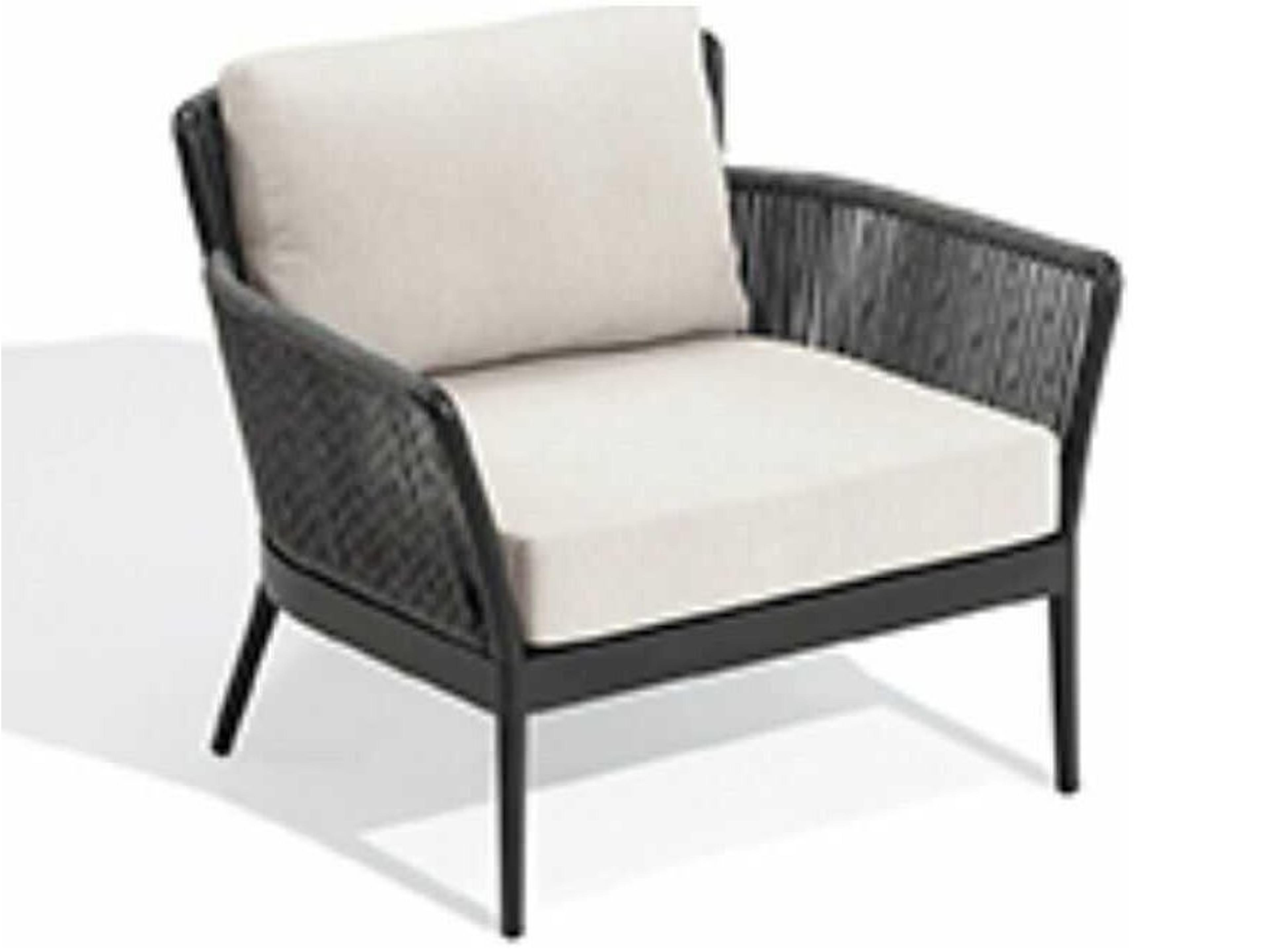 Nette Pewter Carbon Bliss Linen Aluminum Cushion Lounge Chair