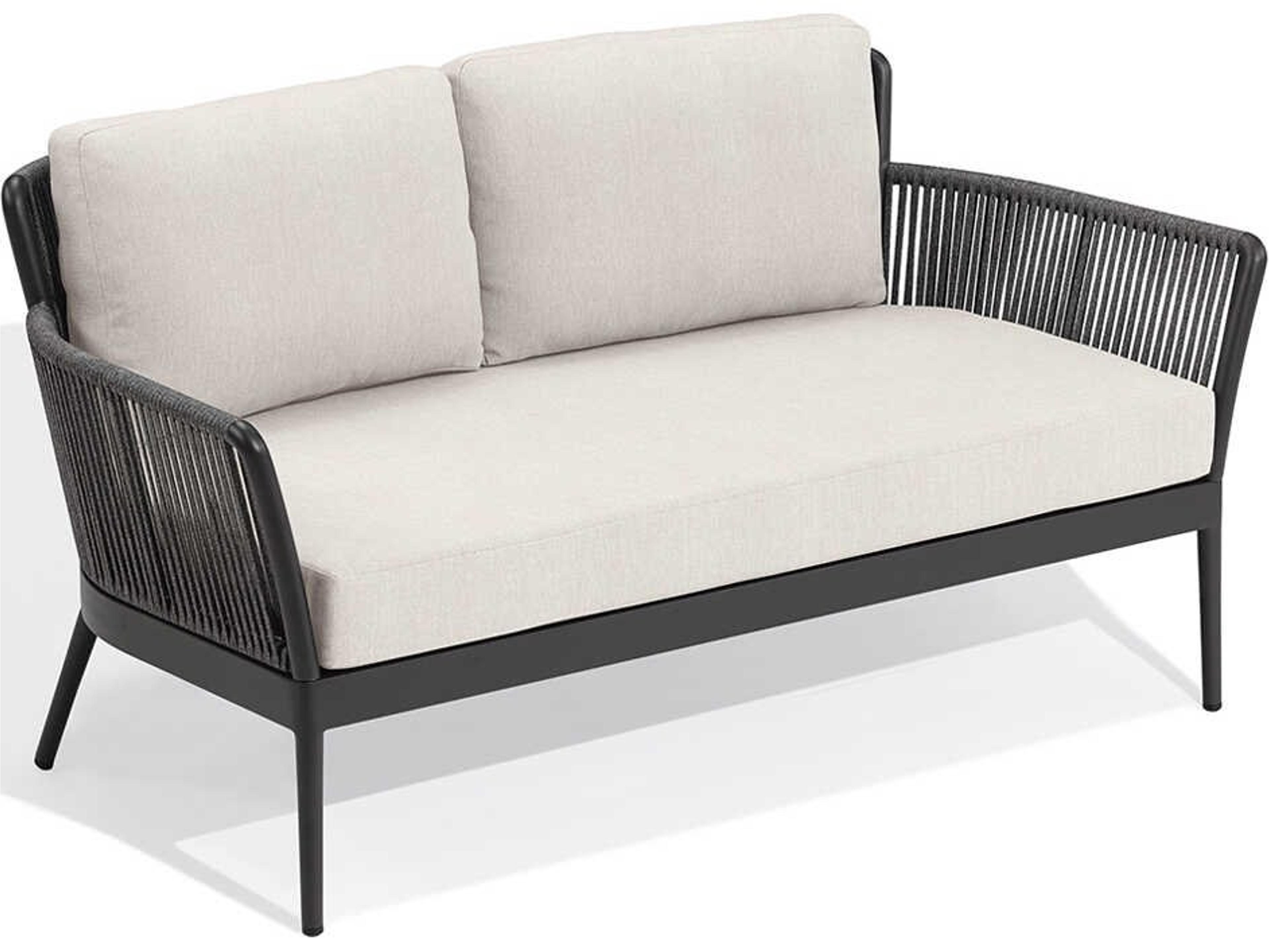 Nette Pewter Carbon Bliss Linen Aluminum Cushion Loveseat