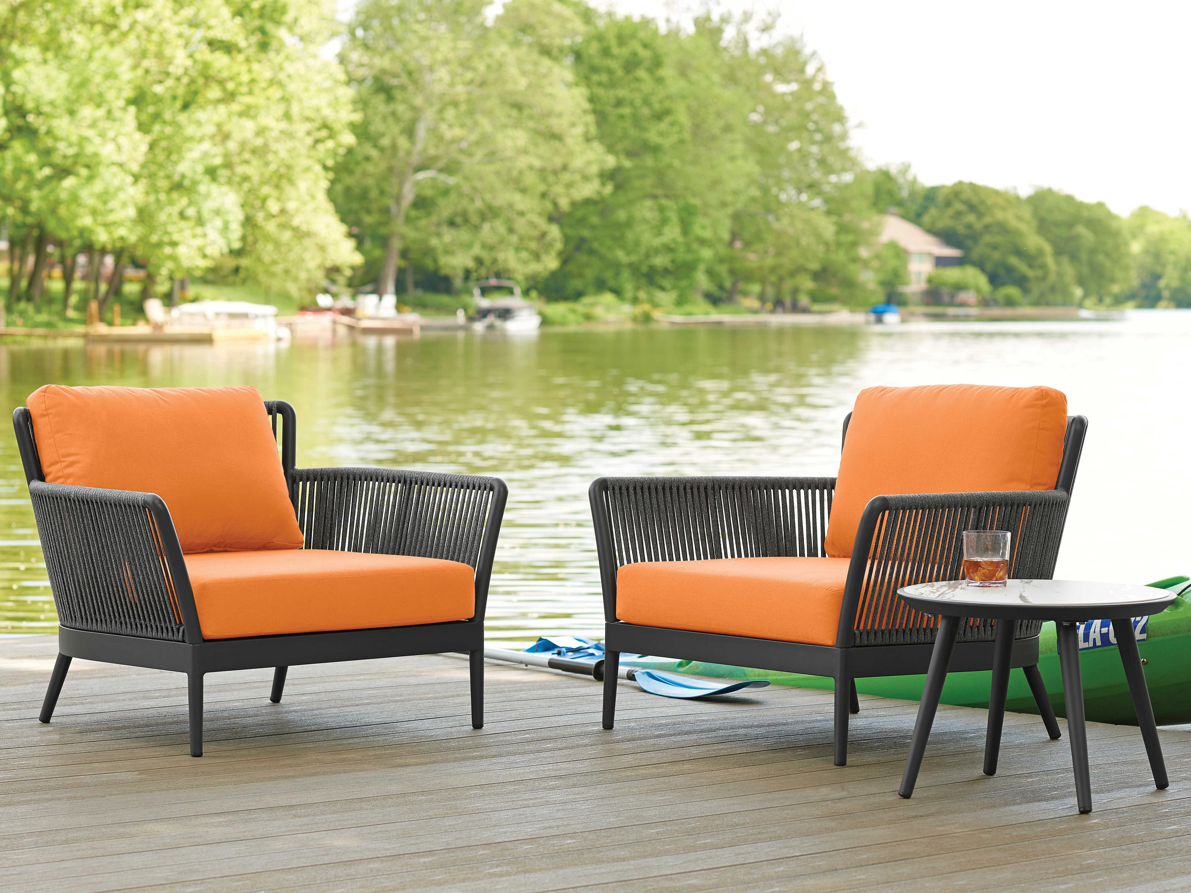 Oxford Garden Nette Aluminum Tangerine Cushion Lounge Chair