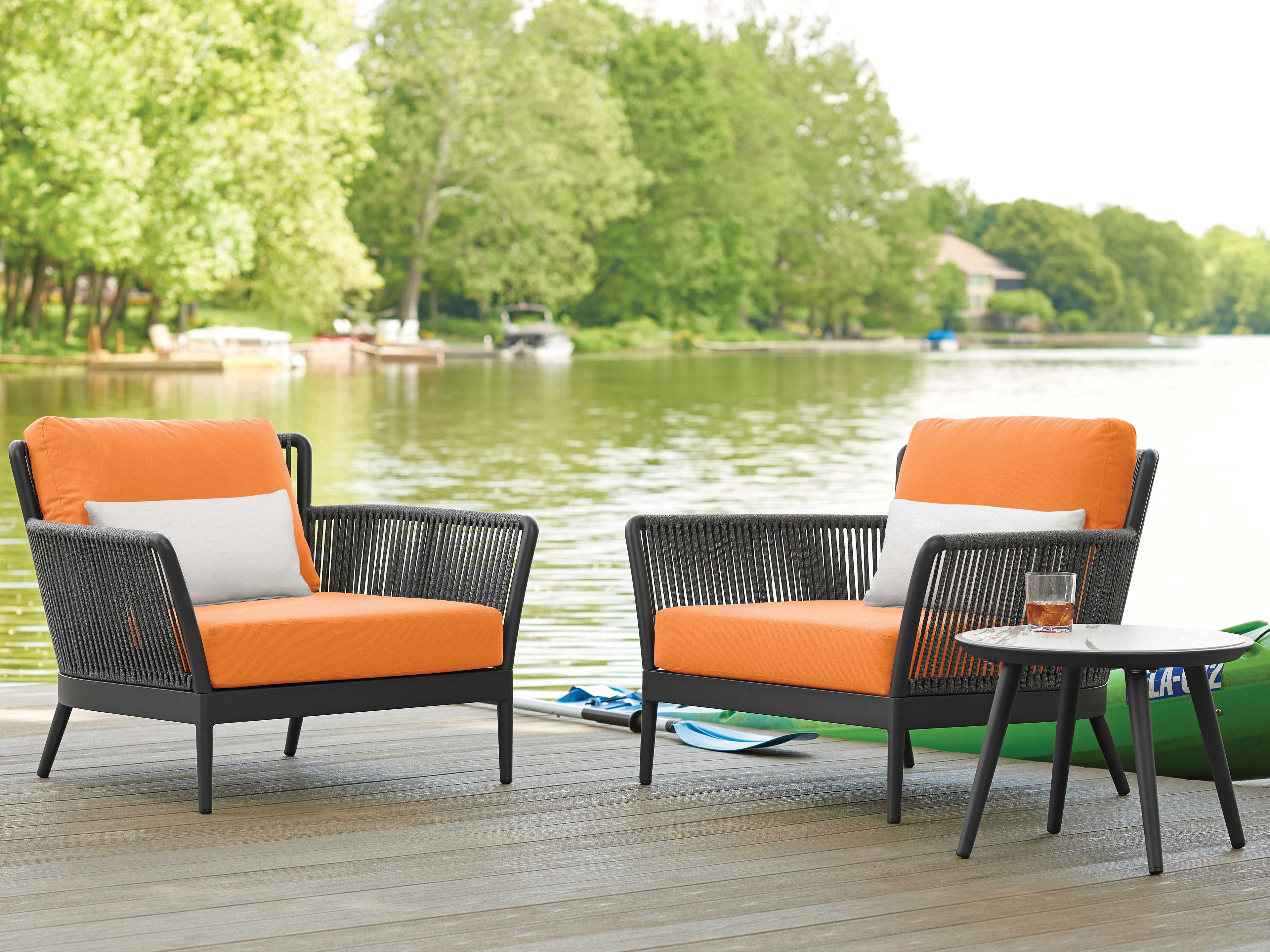 Oxford Garden Nette Aluminum Tangerine and Salt Cushion Lounge Chair