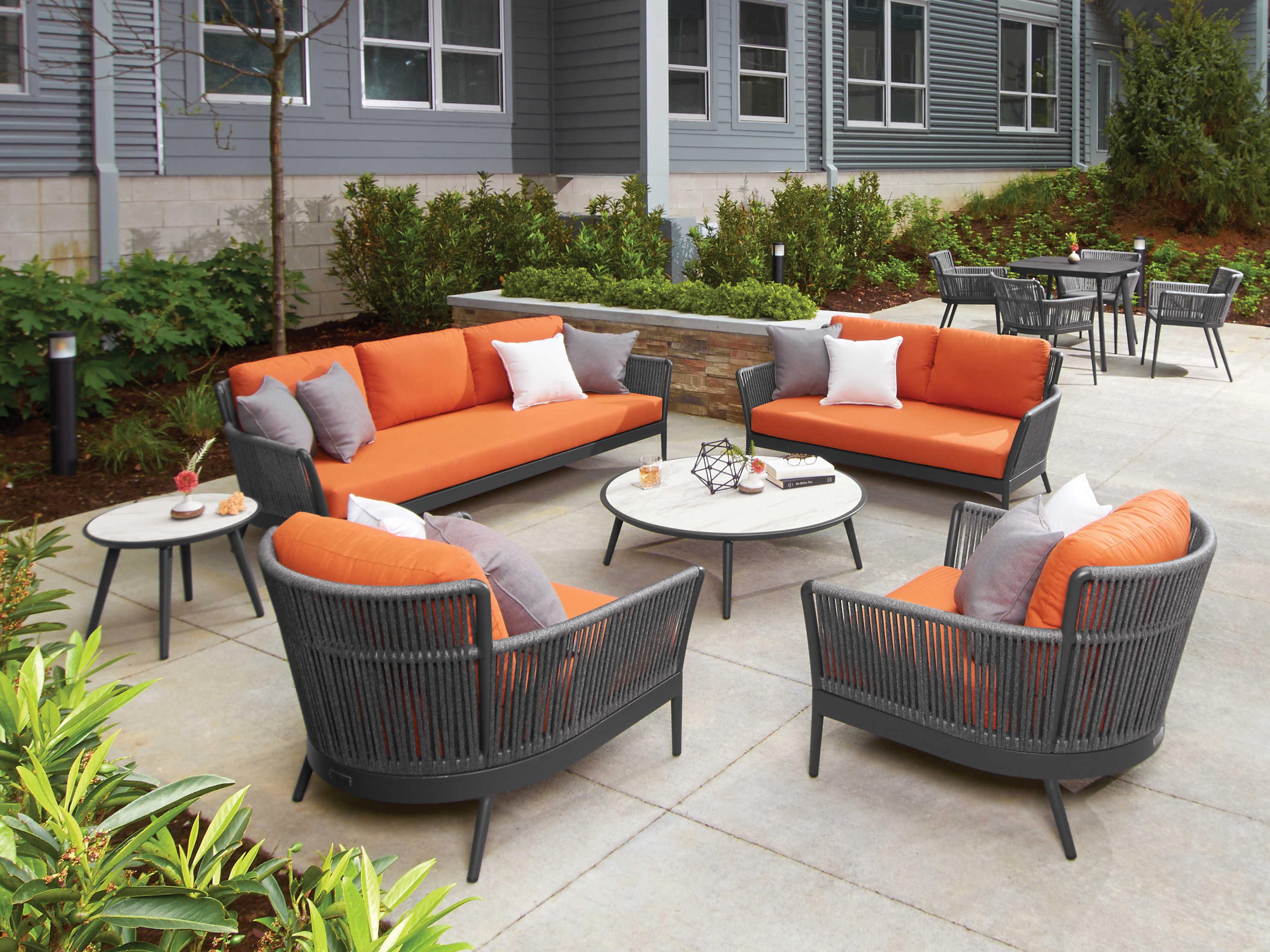 Oxford Garden Nette Aluminum Tangerine Cushion Loveseat