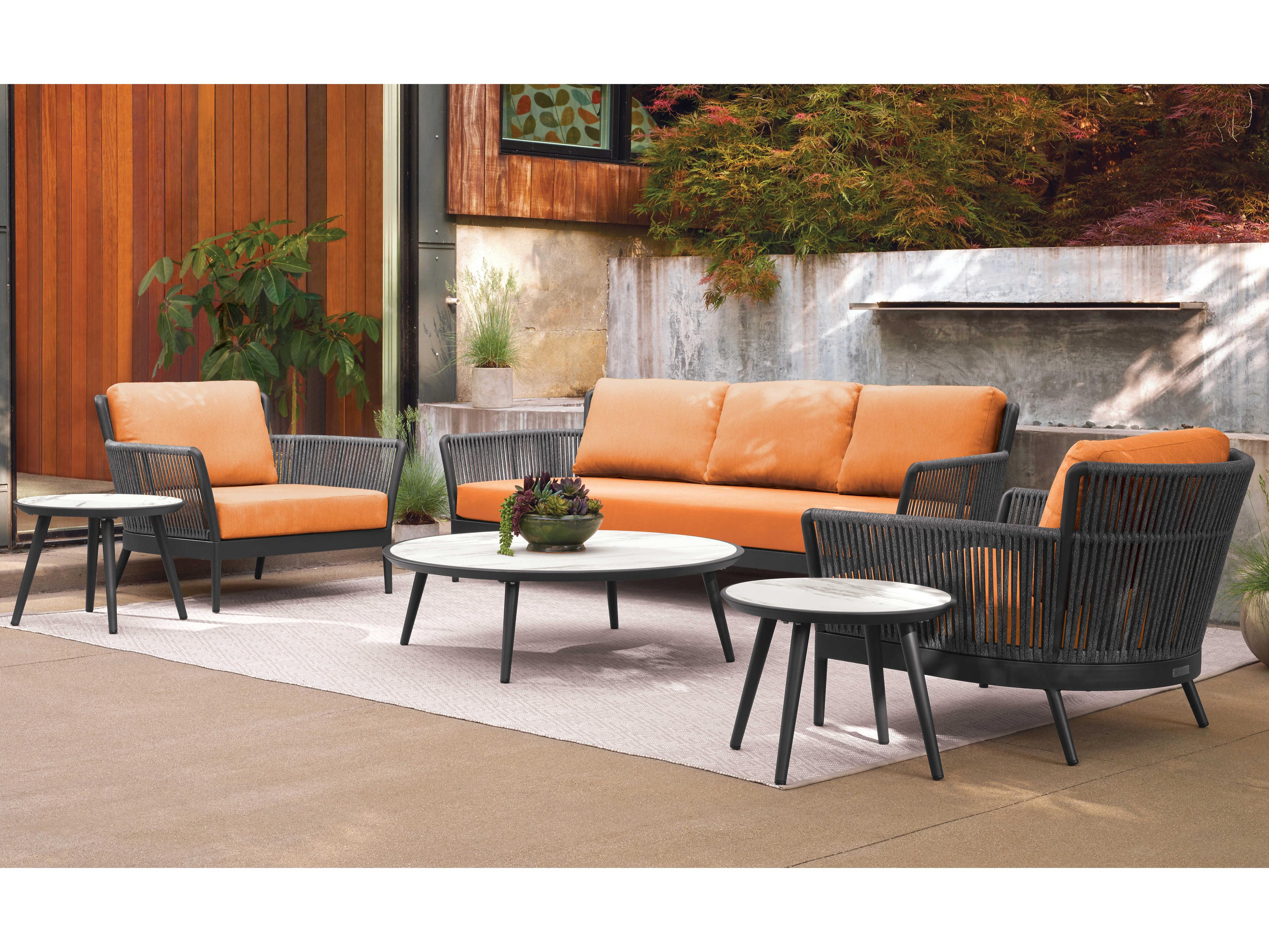 Oxford Garden Nette Aluminum Tangerine Cushion Sofa