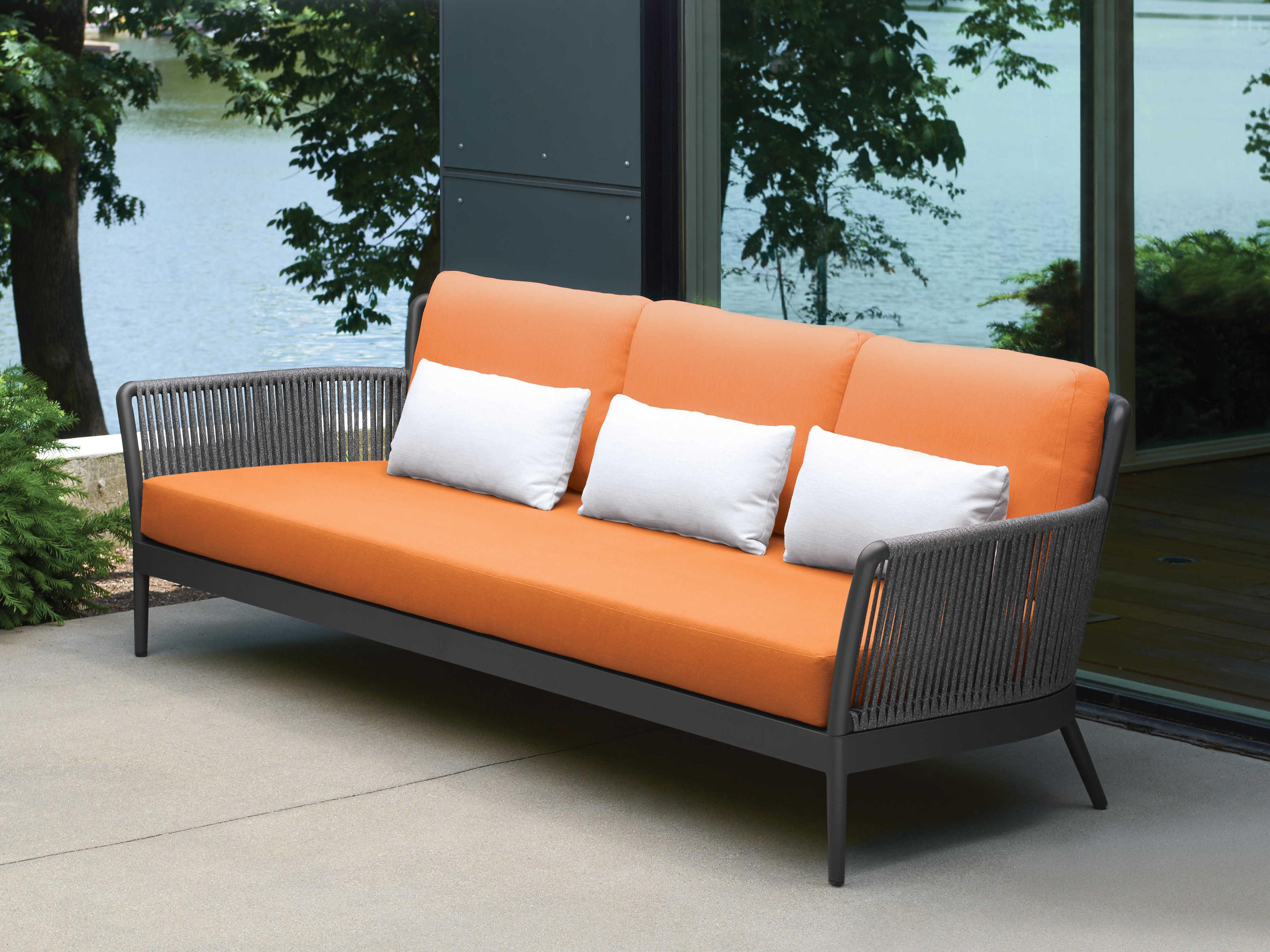 Oxford Garden Nette Aluminum Tangerine and Salt Cushion Sofa