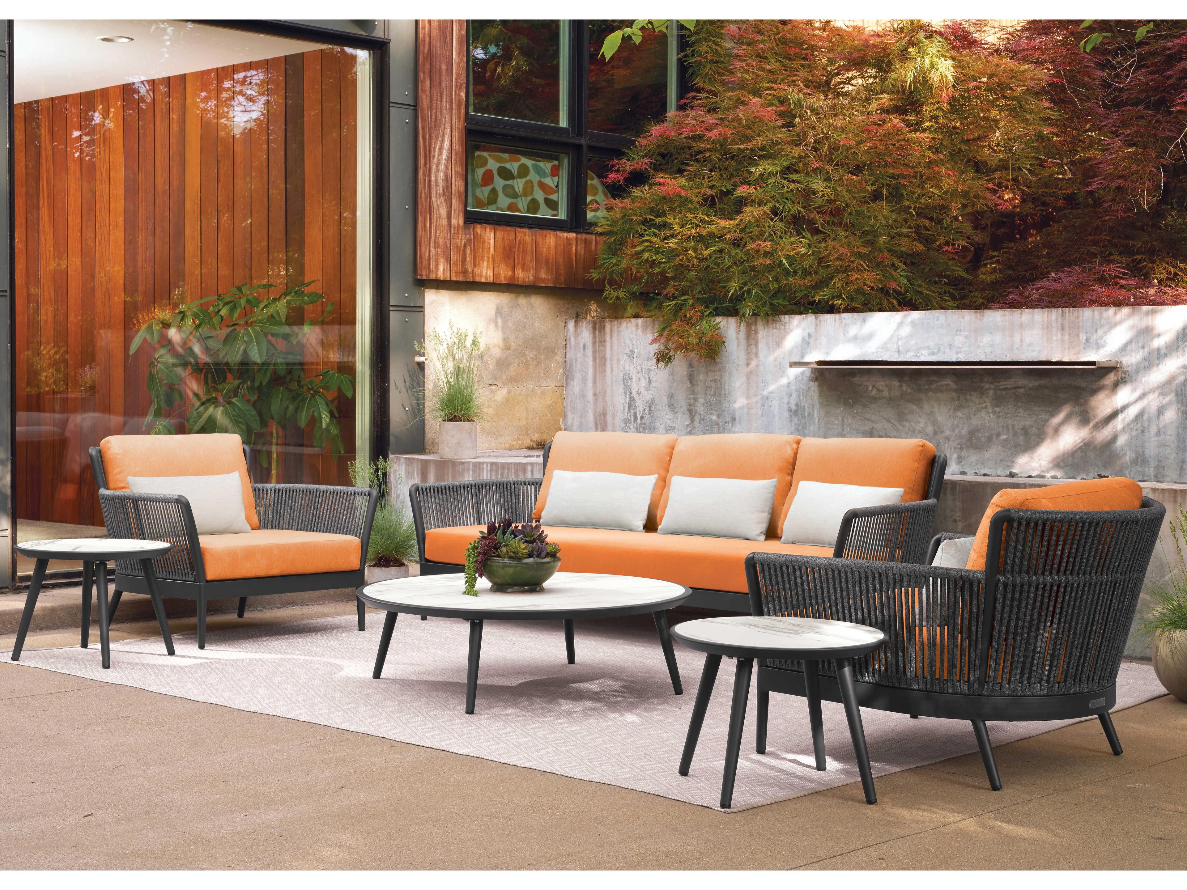 Oxford Garden Nette Aluminum Tangerine and Salt Cushion Sofa
