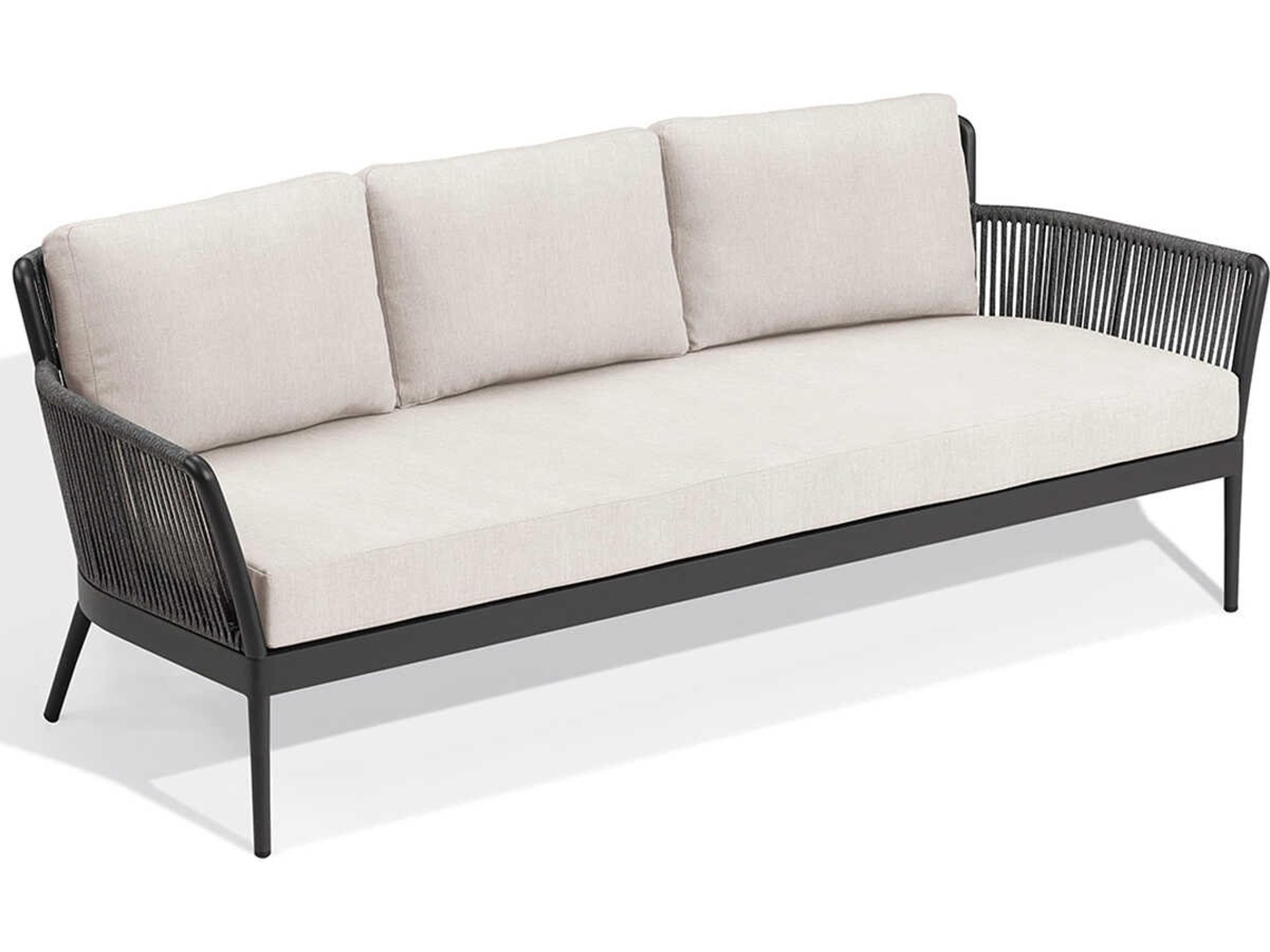 Nette Pewter Carbon Bliss Linen Aluminum Cushion Sofa