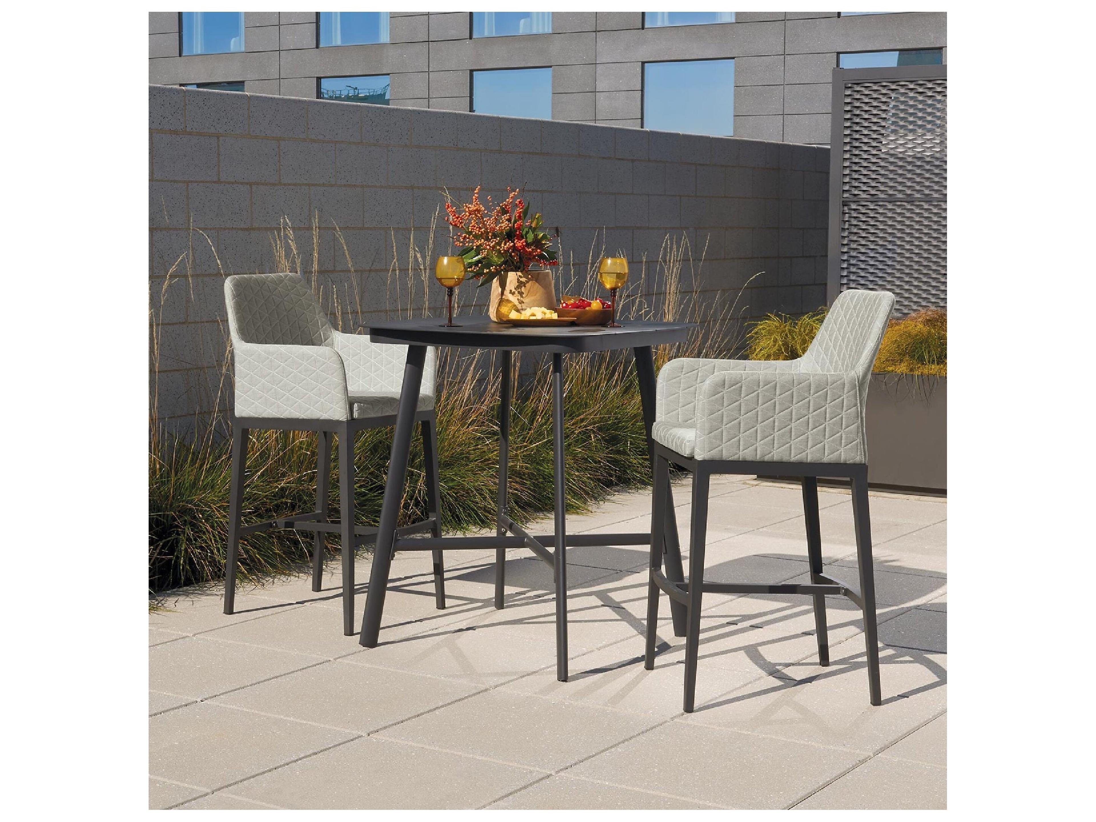 Oxford Garden Oland Aluminum Carbon Bar Chair with Canvas Granite Cushion