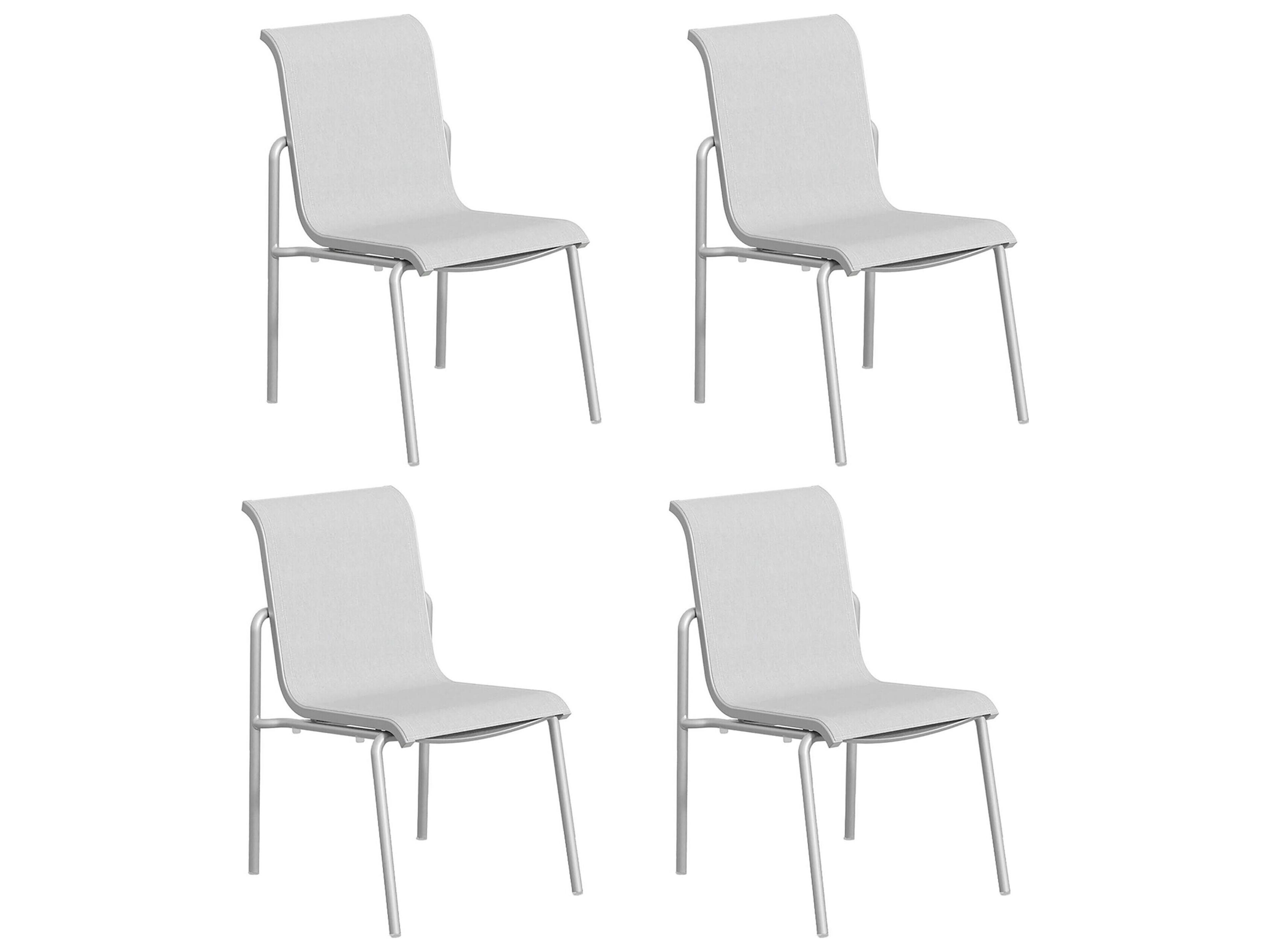 Orso Aluminum Flint Stackable Outdoor Dining Side Chair with Fog Sling Set of 4