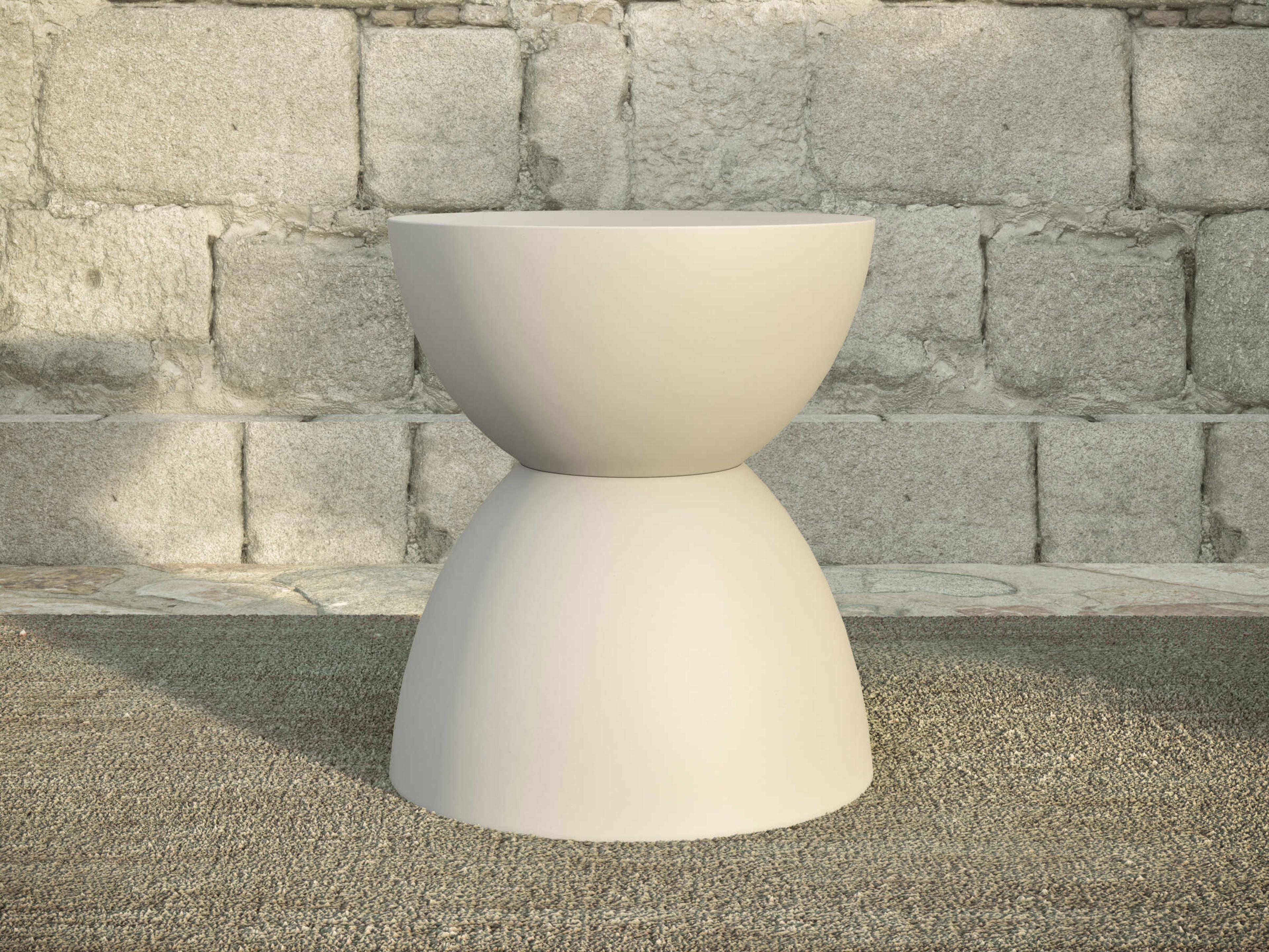 Oxford Garden Palo Concrete Arctic Round Bowls Outdoor End Table