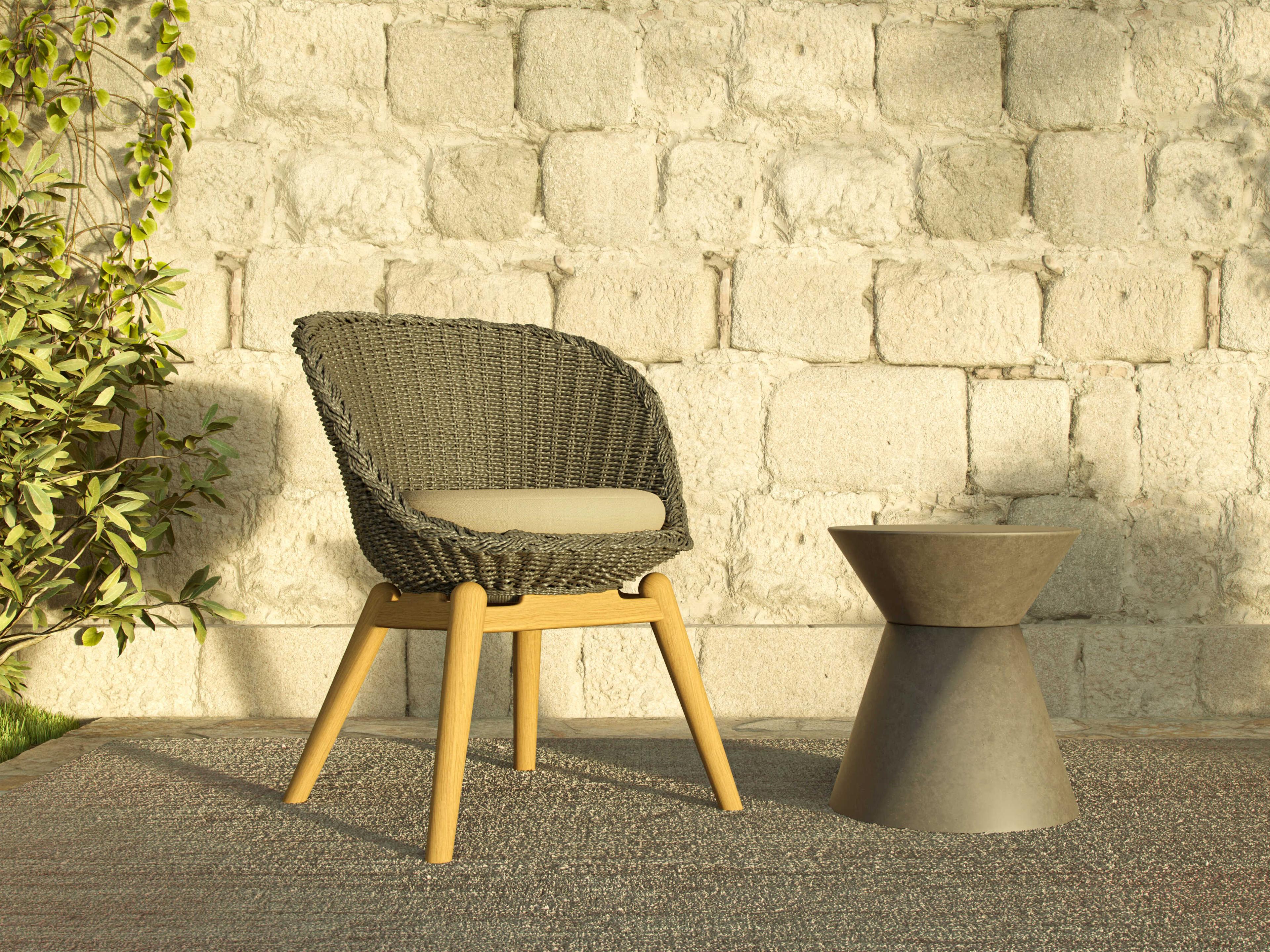 Oxford Garden Palo Concrete Iron Round Drum Outdoor Patio End Table