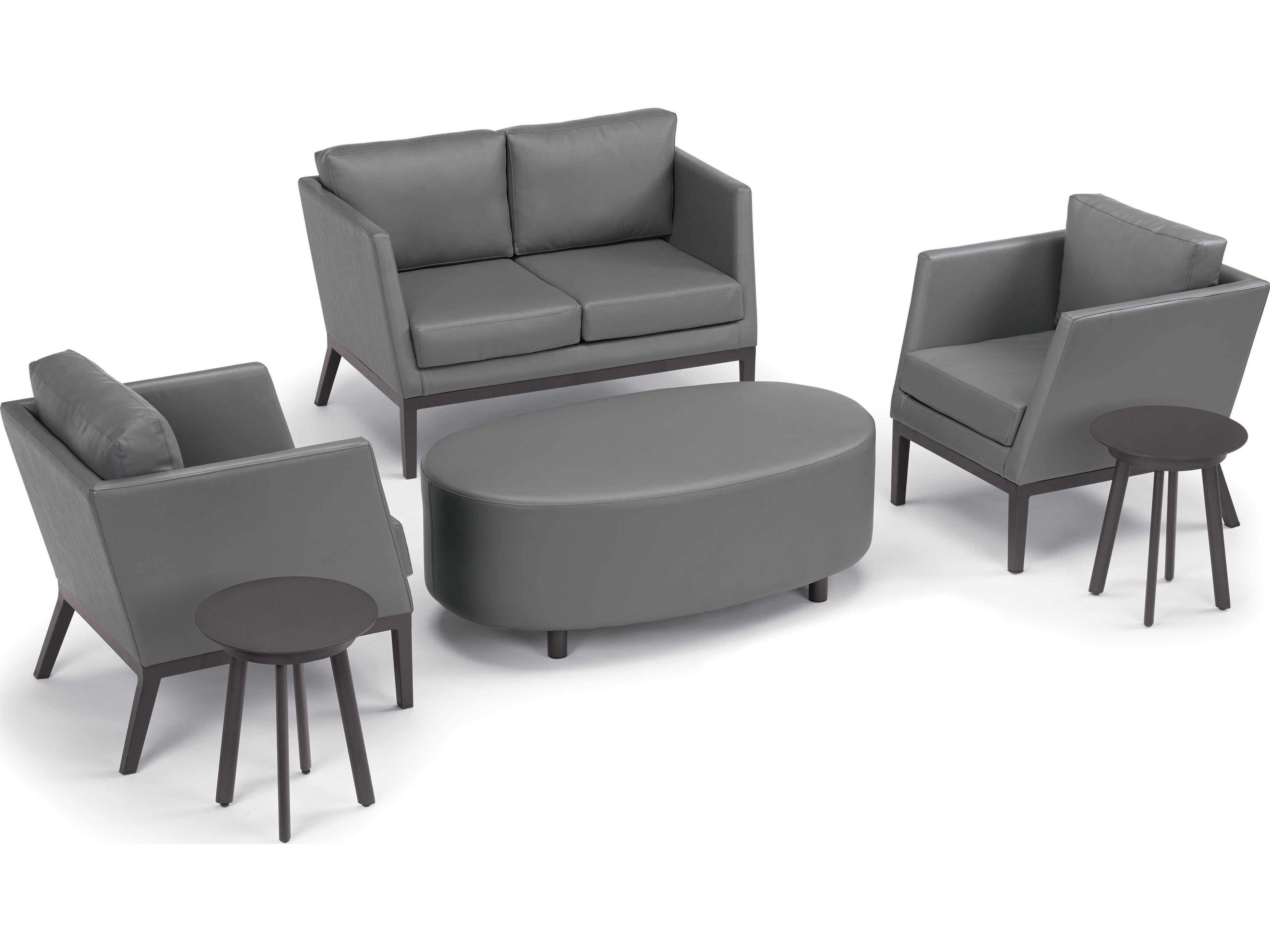 Oxford Garden Salino Nickel Carbon Aluminum Oval Coffee Table