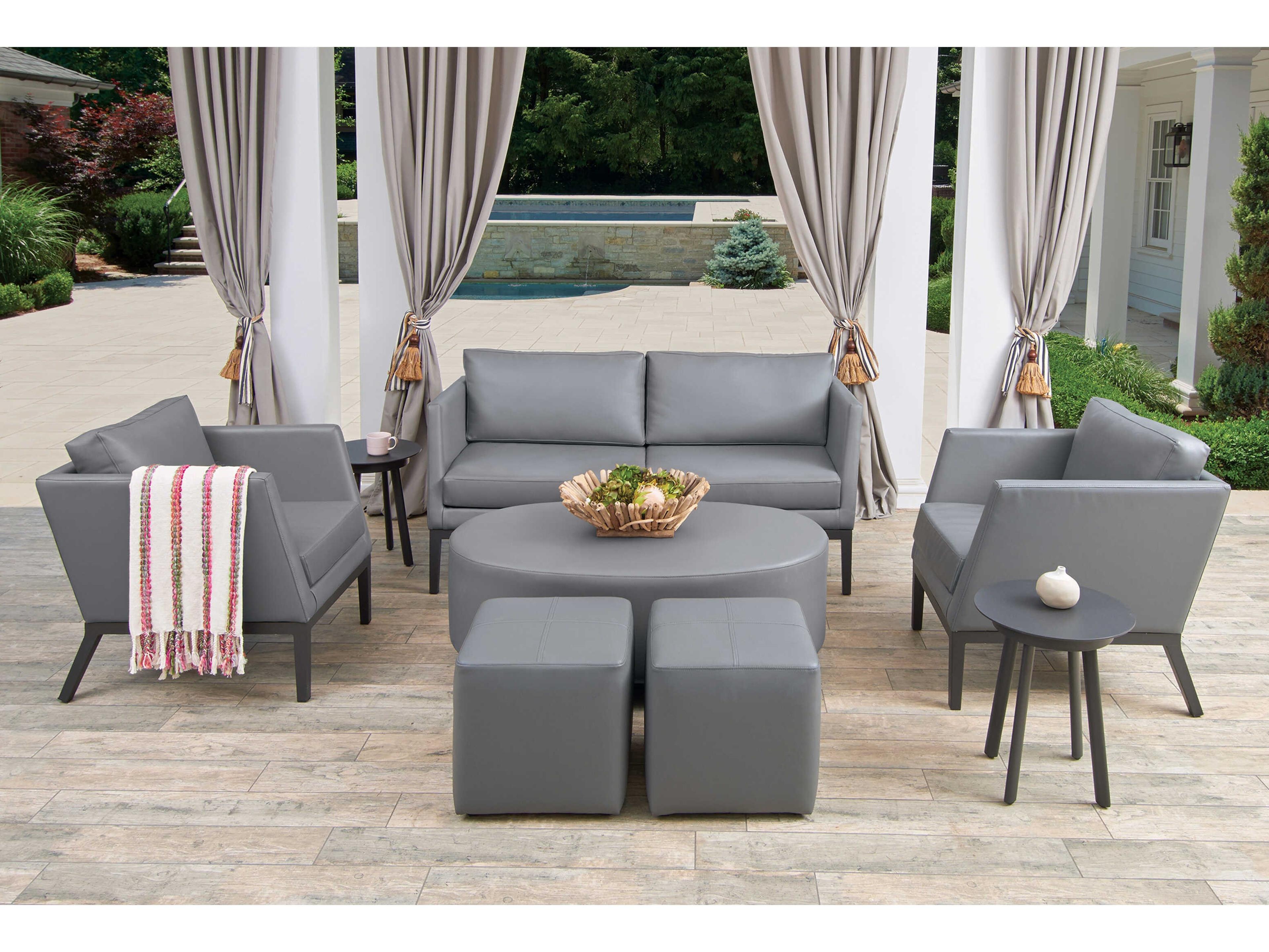 Oxford Garden Salino Nickel Carbon Aluminum Oval Coffee Table