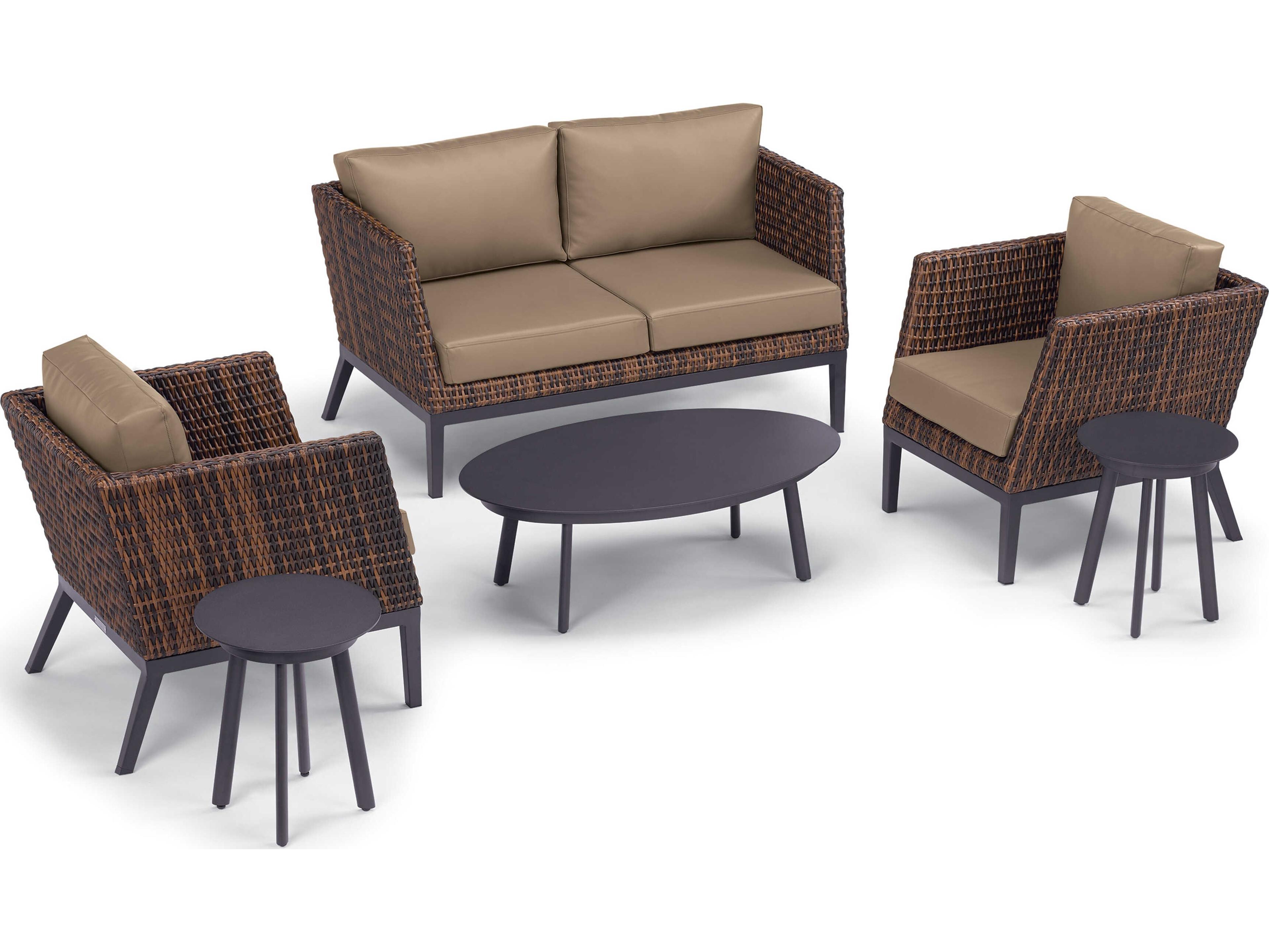 Oxford Garden Salino Truffle Aluminum Cushion Loveseat