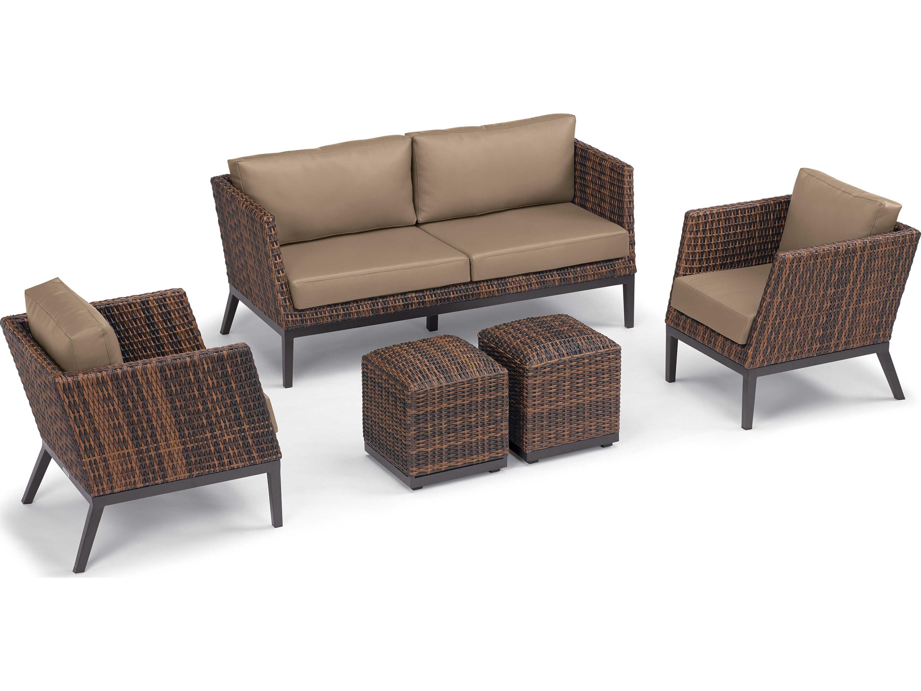 Oxford Garden Salino Carbon Sable Truffle Aluminum Cushion Sofa