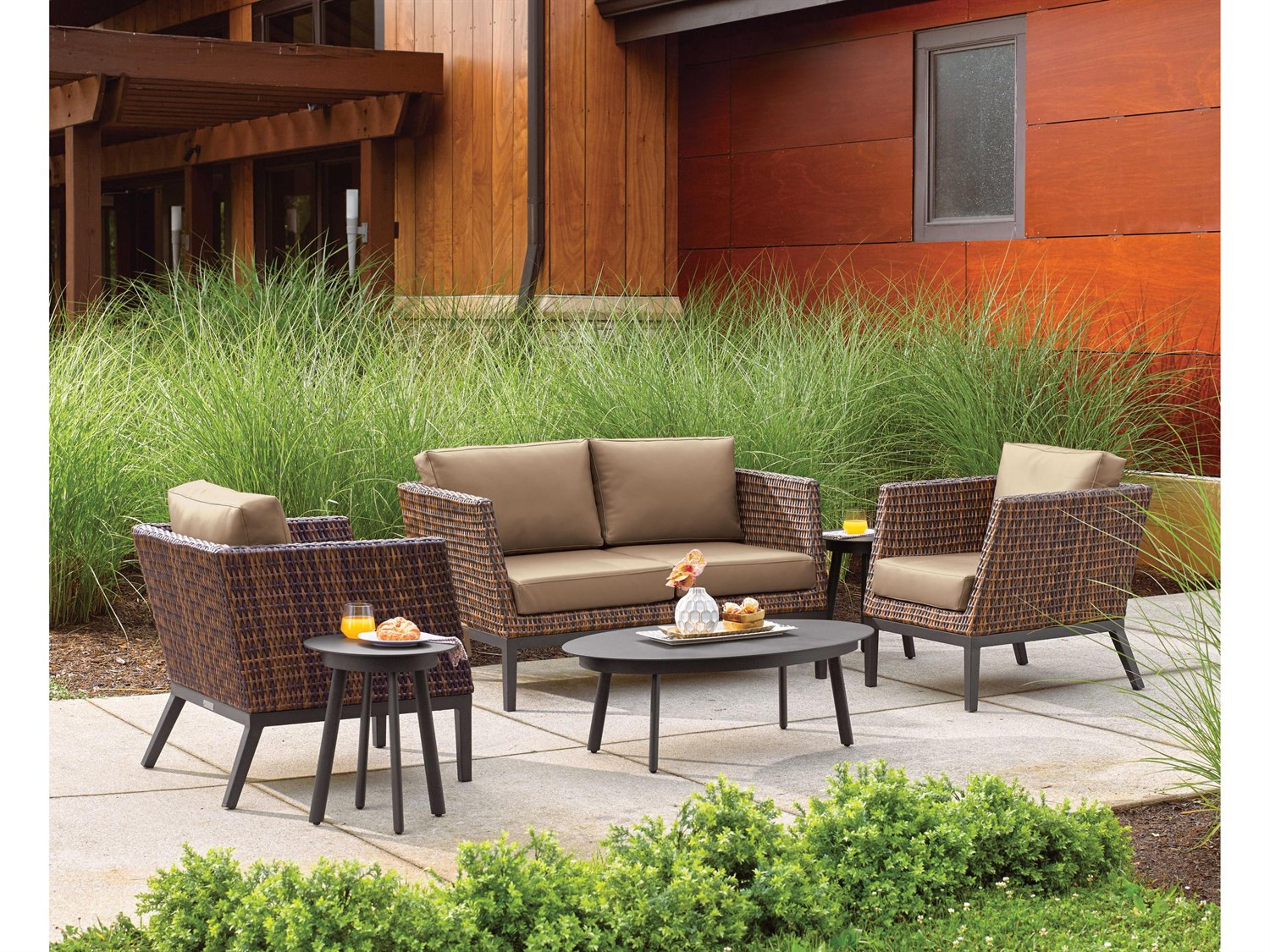 Oxford Garden Salino Carbon Sable Truffle Aluminum Cushion Sofa