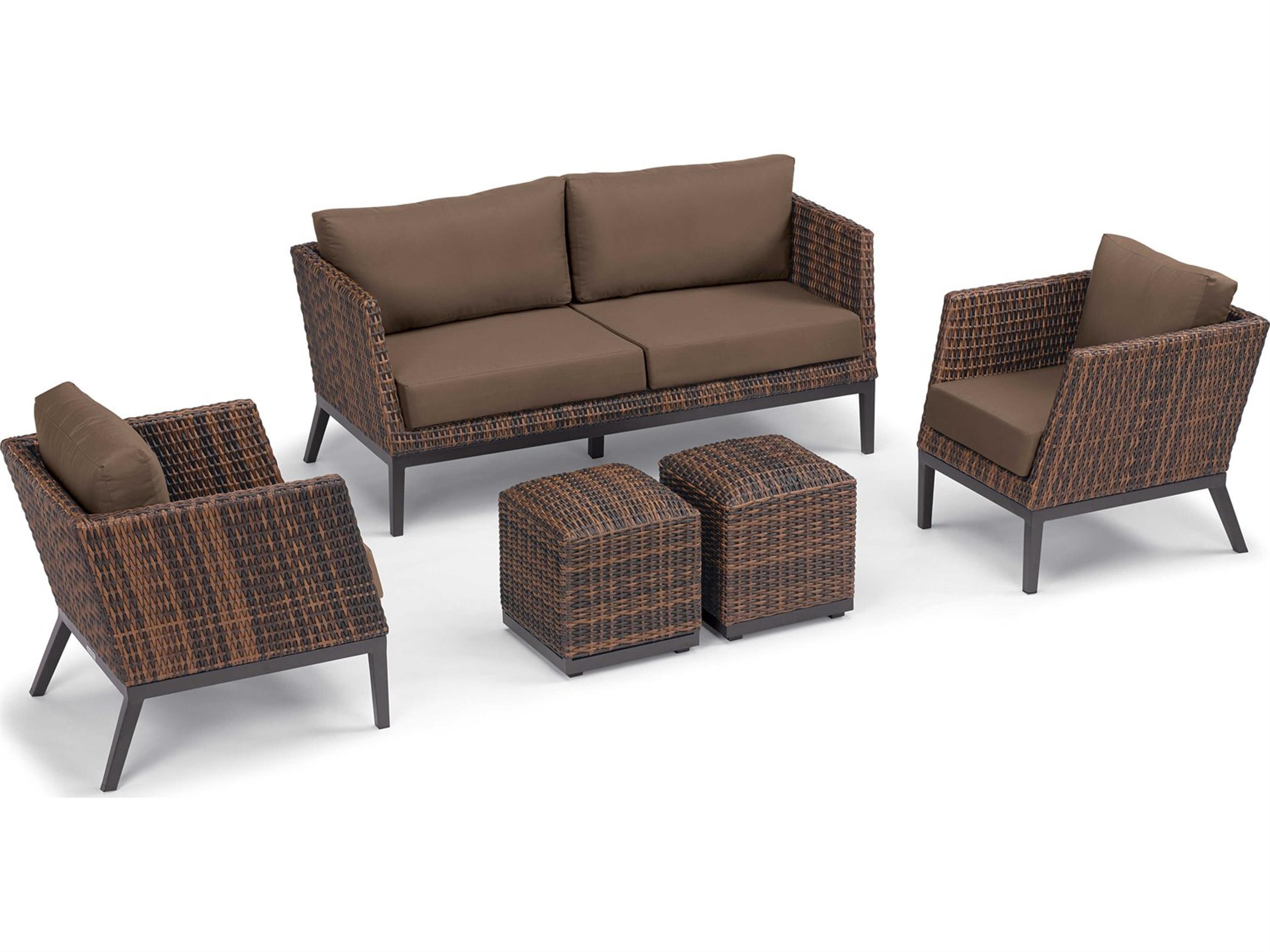 Oxford Garden Salino Carbon Sable Toast Aluminum Cushion Sofa