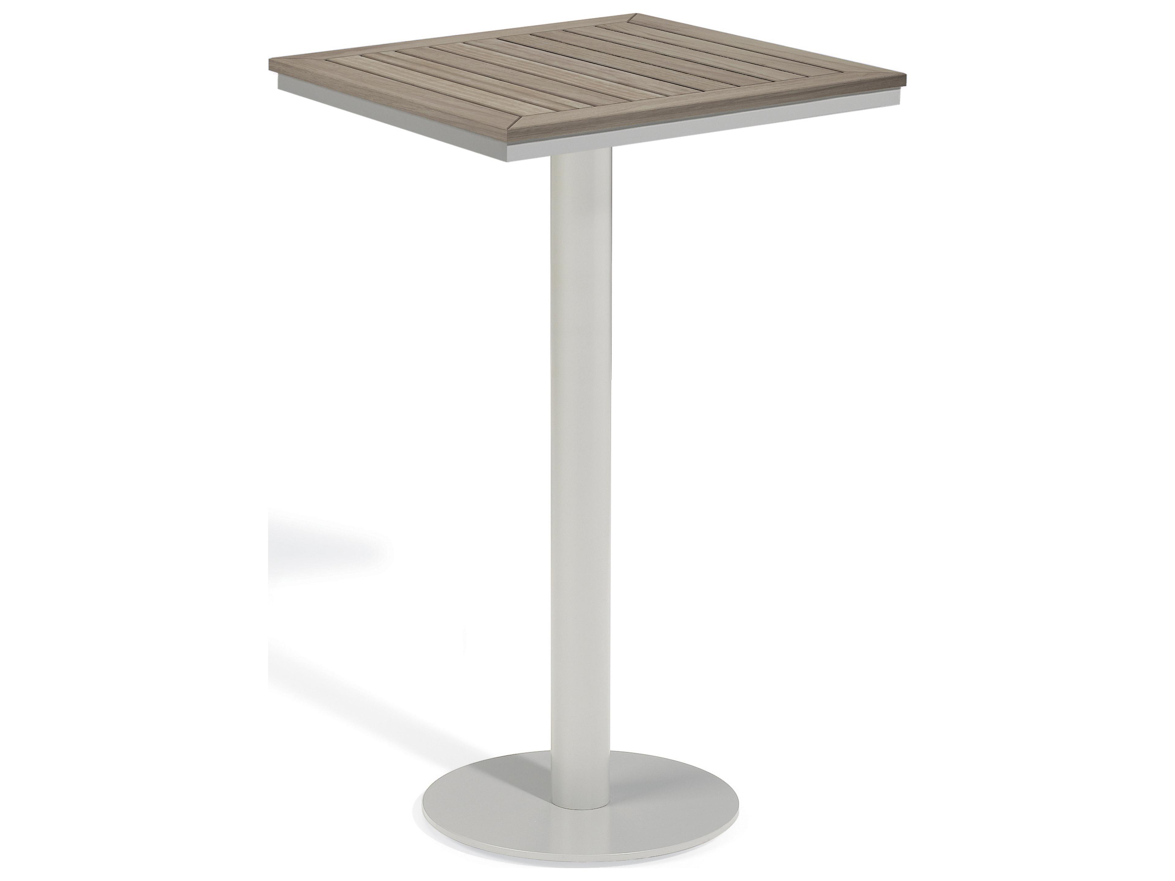 Travira Aluminum Flint Square Tekwood Top Outdoor Patio Bar Table