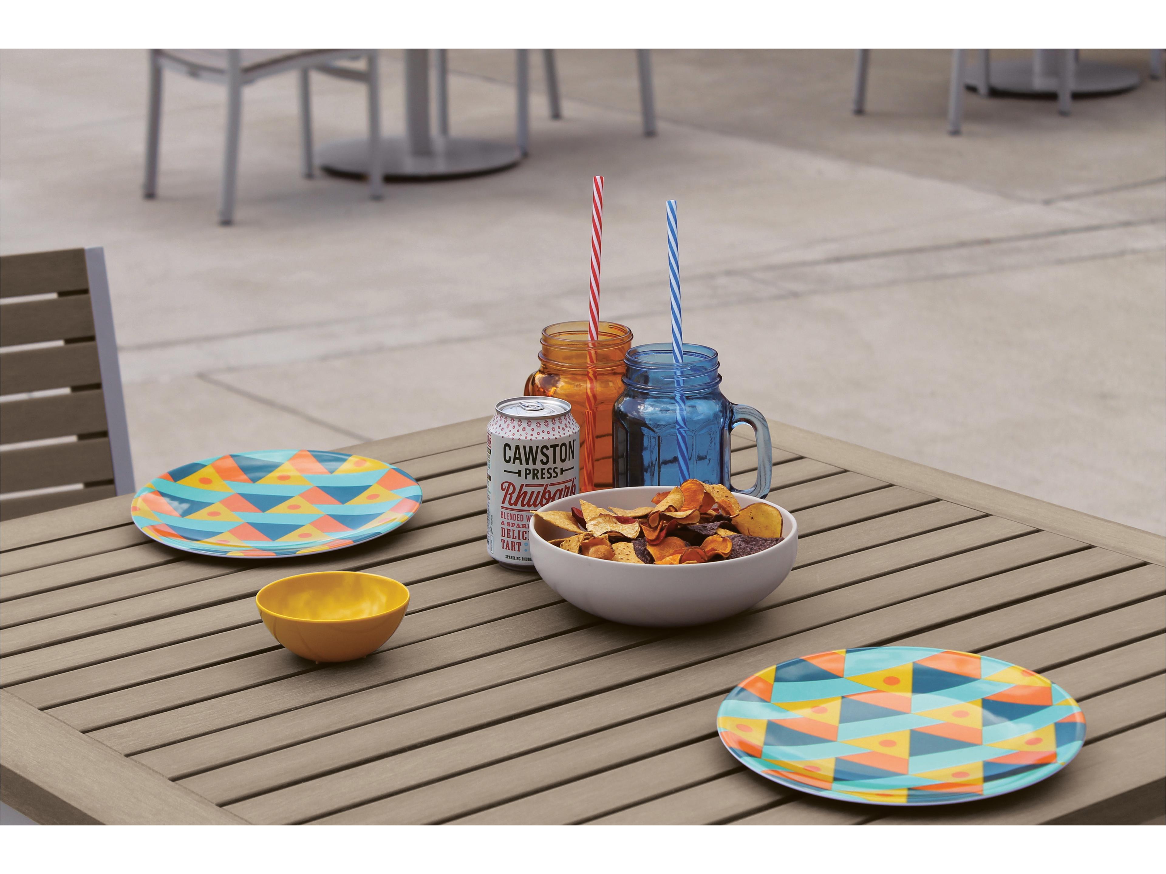 Oxford Garden Travira Aluminum Flint Square Tekwood Top Outdoor Patio Bar Table