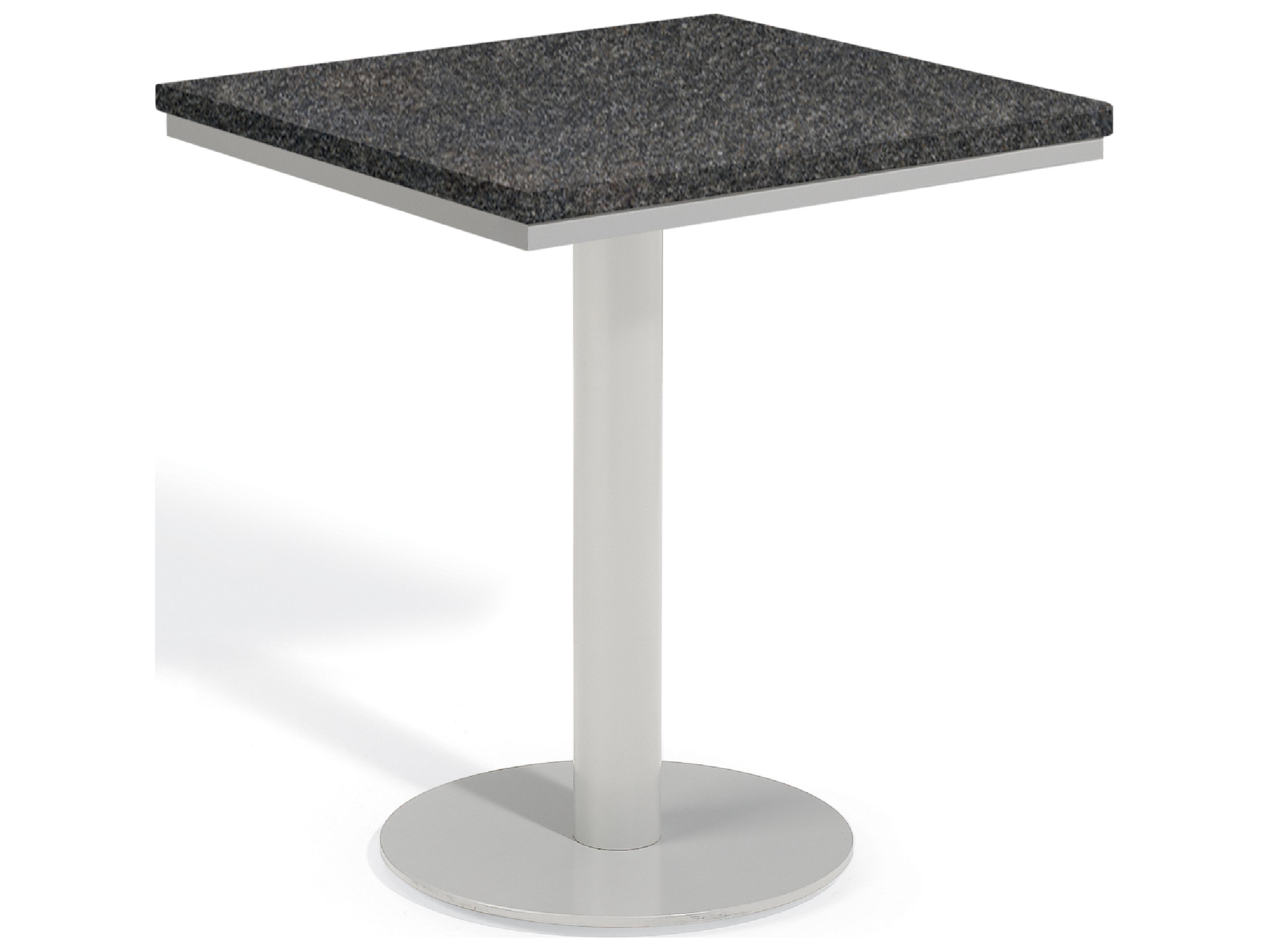 Travira Aluminum Flint Square Granite Top Outdoor Patio Bistro Table