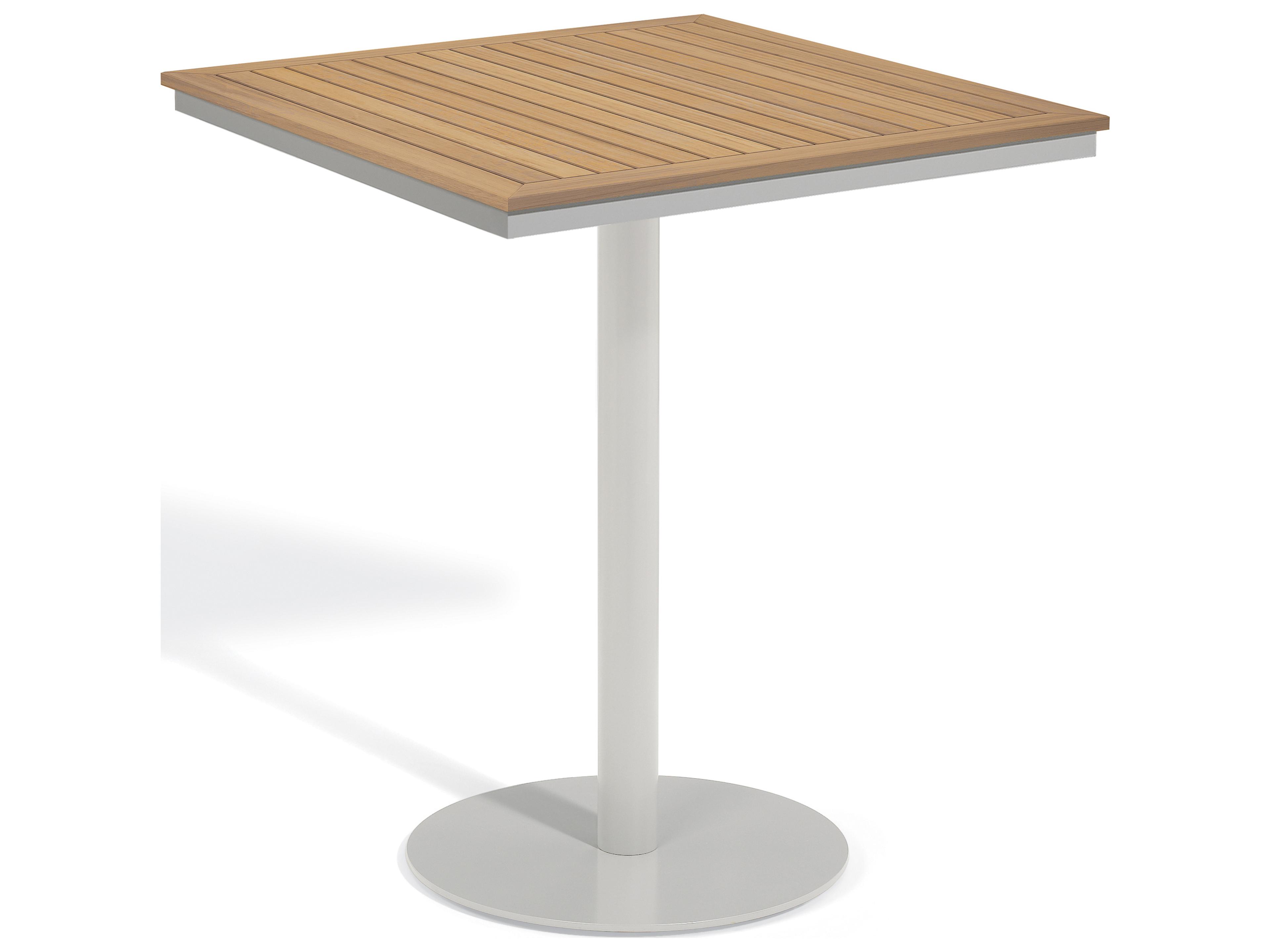 Travira Aluminum Flint Square Tekwood Top Outdoor Bar Table